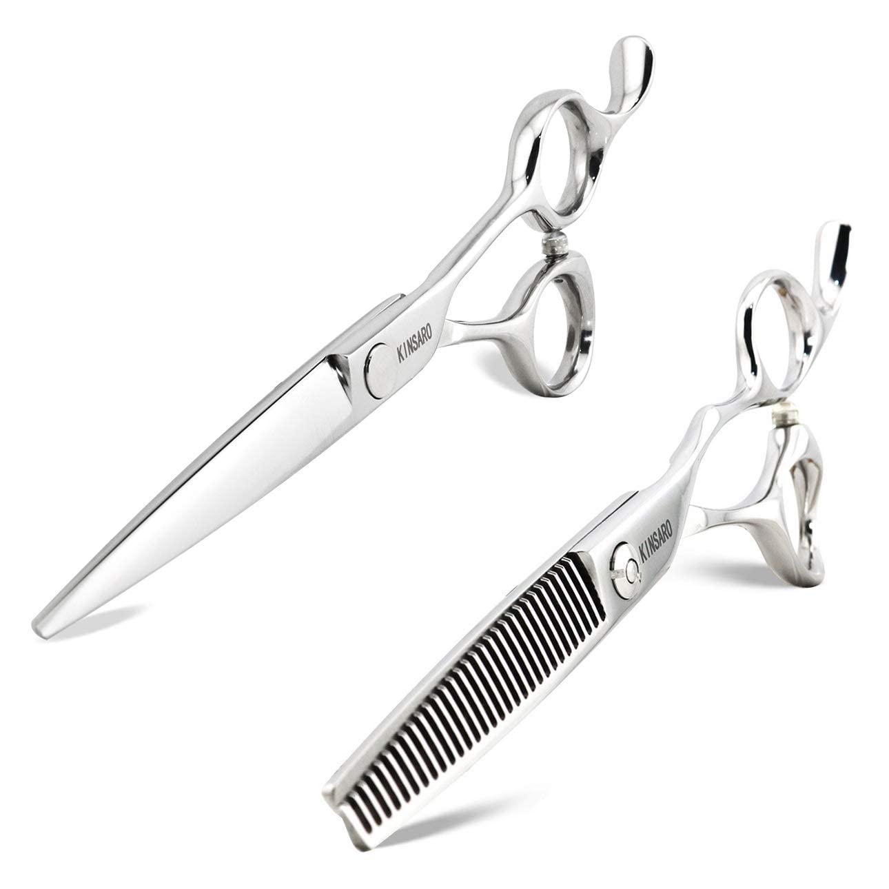 6 Inch Professional Hair Cutting Scissors & Thinning Shears Set - Salon Quality Stainless Steel Hairdressing Scissors for Precise Haircuts, Styling, and Texturizing (Kinsaro)