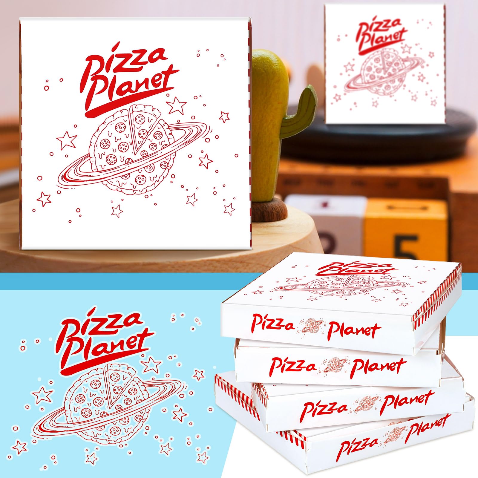 48 Pcs Mini Pizza Planet Pizza Boxes - 6.3 Inch Small Dessert Boxes for Party Favors, Birthday Decorations & Themed Events - Perfect for Kids Parties, Movie Nights & Toy Story Inspired Decor