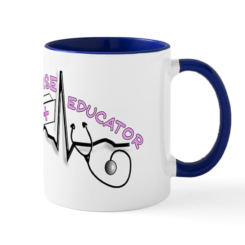 White/Navy Inside - Nurse Educator QRS Pink Mug