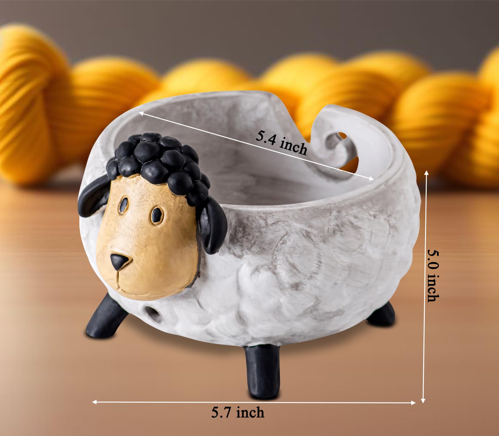 Premium Large Resin Yarn Bowl for Crocheting and Knitting - Durable Yarn Holder with Sheep Design - Perfect for Crafting, Home Decor, and Gift Giving