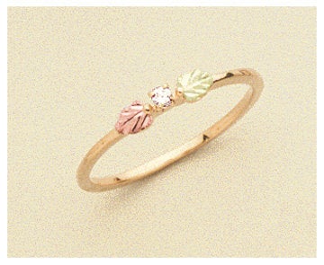 10kt Solid Gold Three-Tone Two Leaf Natural Gemstone Diamond Promise Ring - Size 4, 7 - Perfect for Anniversaries, Engagements & Romantic Gifts