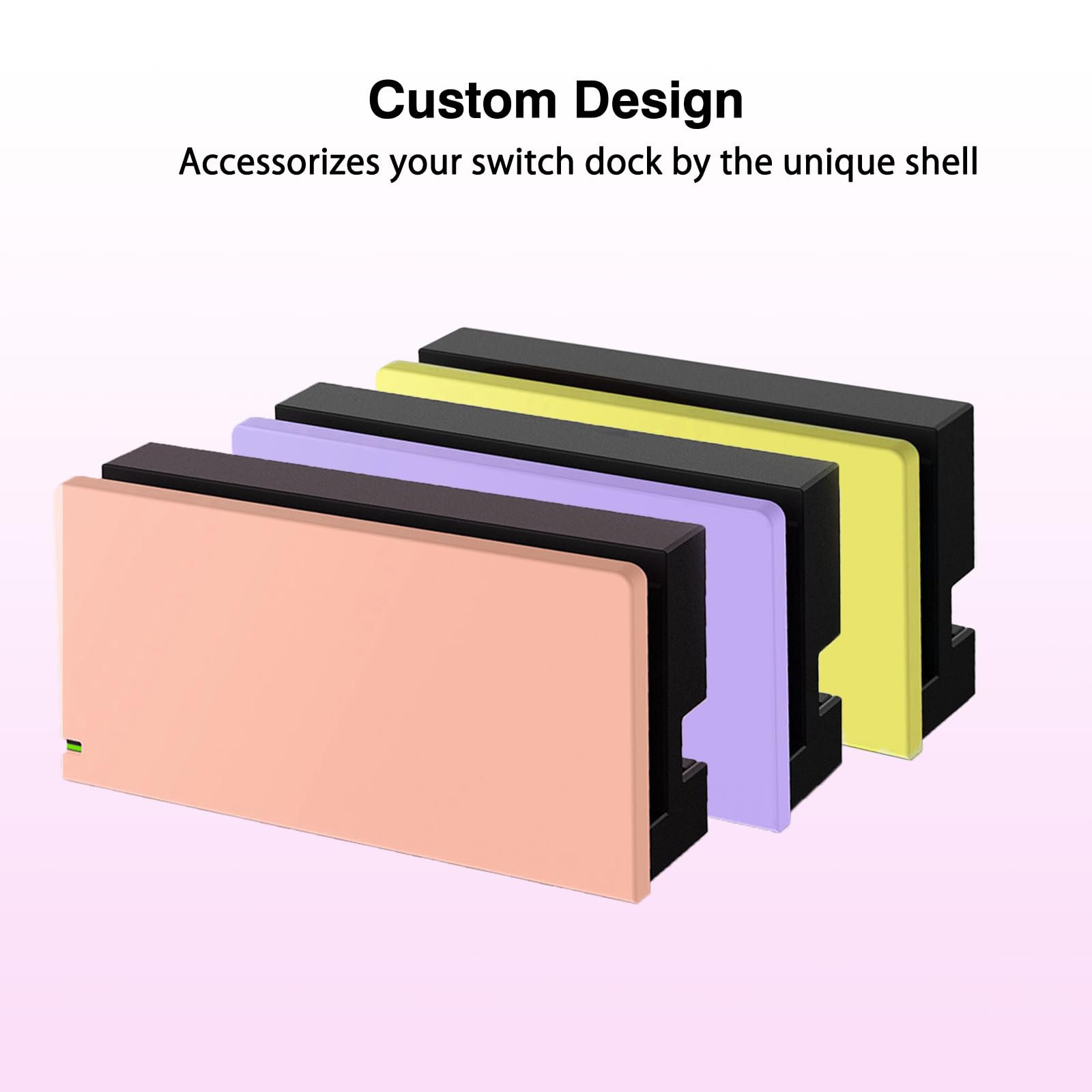 Custom Faceplate Cover for Nintendo Switch Charging Dock - Hard PC Slim Shell Anti-Scratch Protection [No Screwdriver Installation] - Pink Replacement Panel for NS Docking Station - Perfect for Gaming Setups & Travel Protection