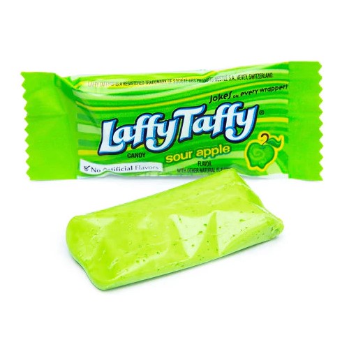 Laffy Taffy Sour Apple Flavored Candy Singles - Bulk Chewy Taffy Candy for Halloween, Parties & Snacking