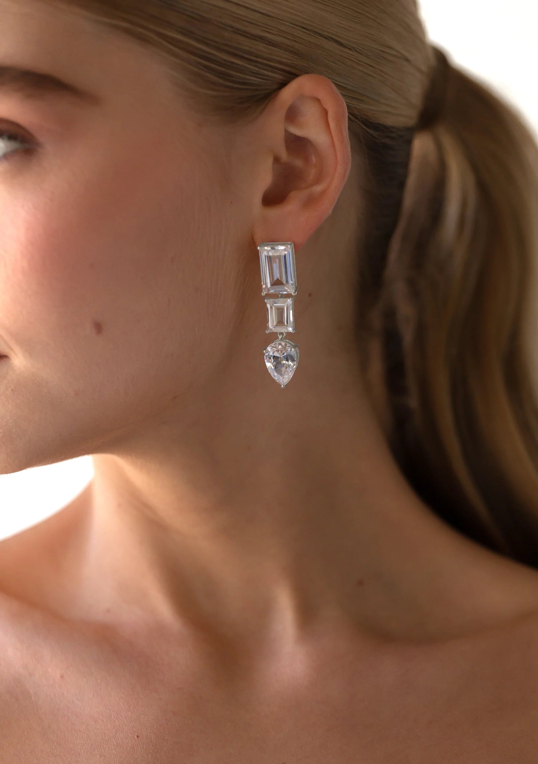 Lola Knight Isla Crystal Bridal Drop Earrings - Sterling Silver Wedding Jewelry for Bride, Bridesmaids & Formal Occasions