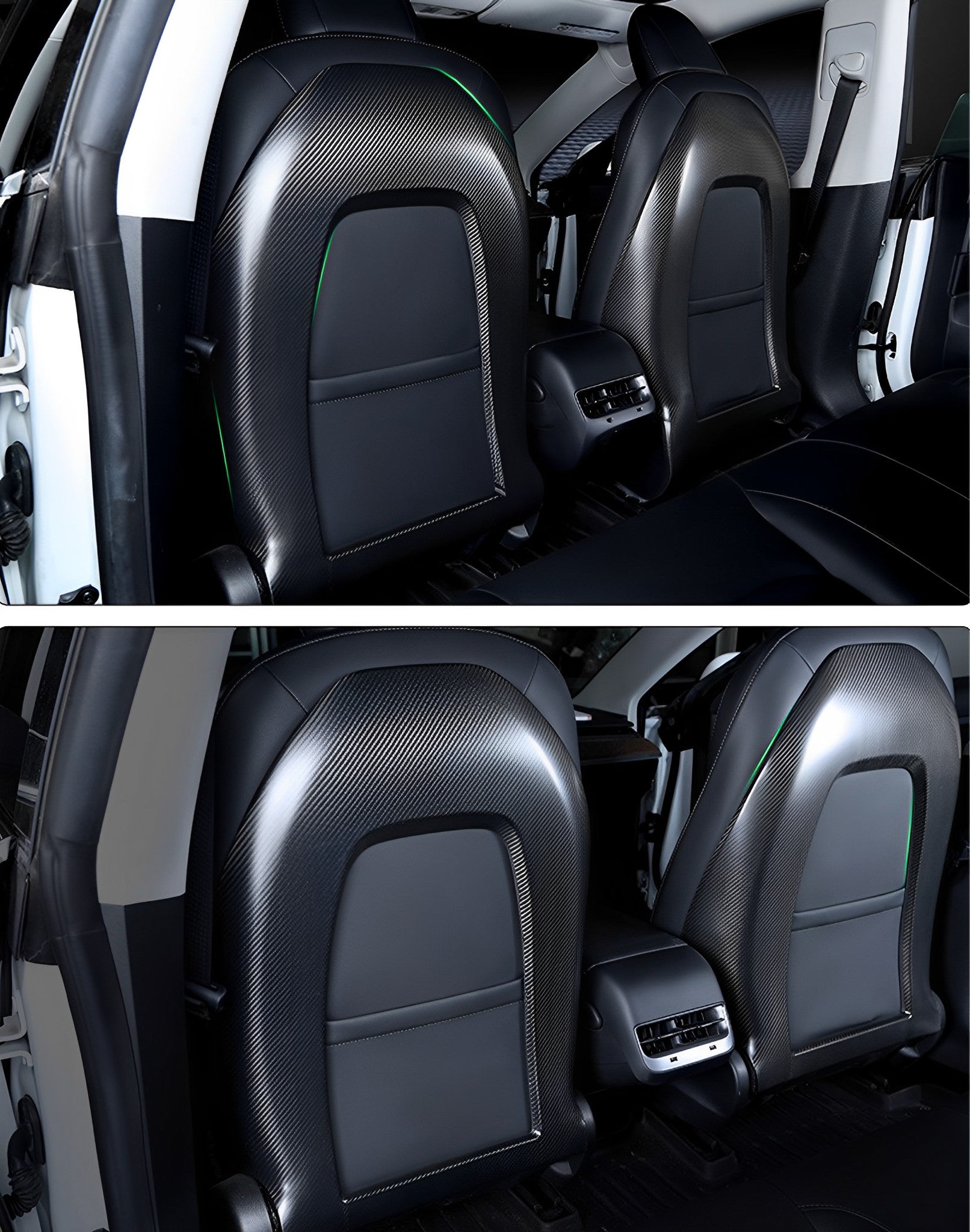 Premium Authentic Carbon Fiber Seat Back Covers for Tesla Model 3 & Model Y – Sporty & Sleek Style – Perfect for Car Enthusiasts & Interior Upgrades