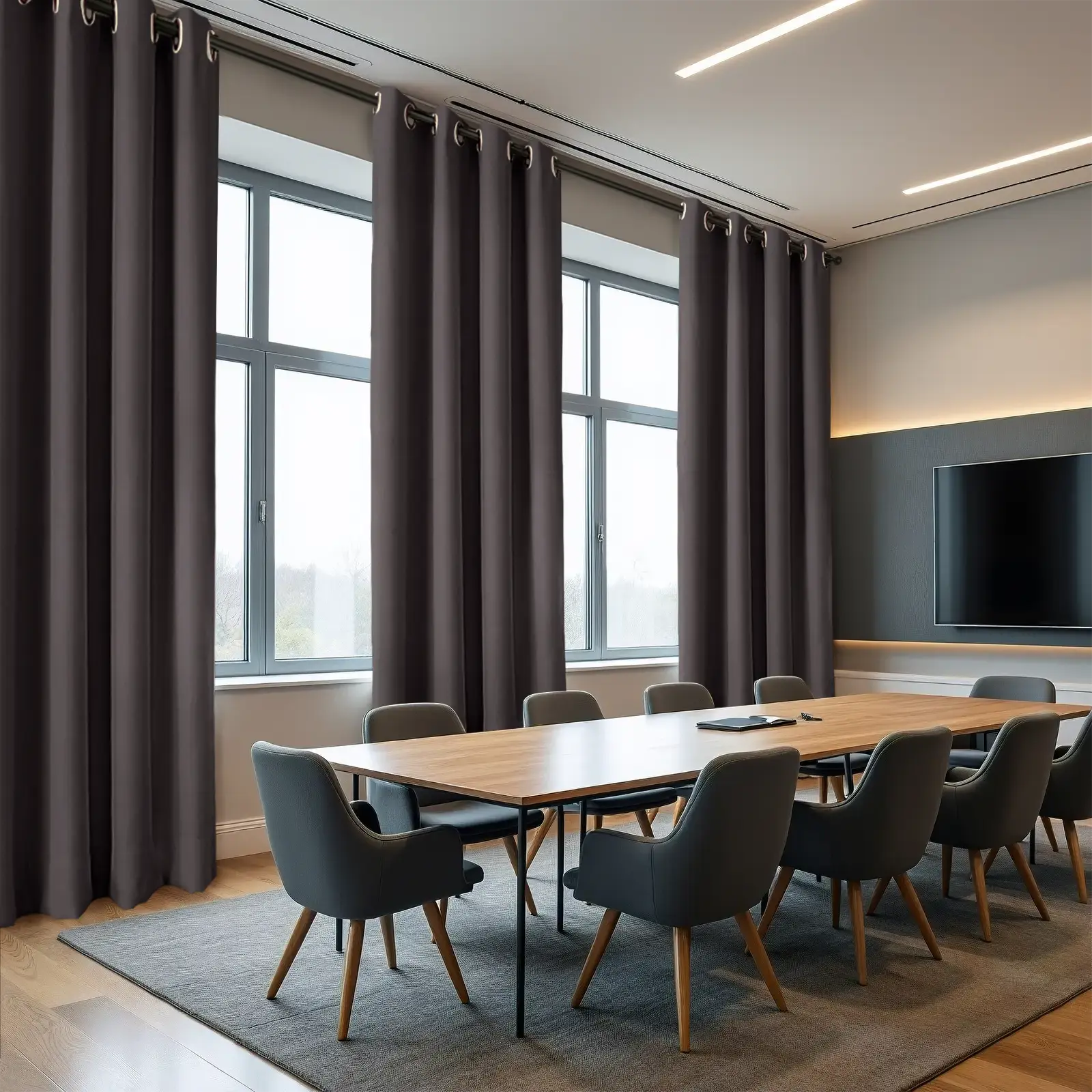 REGAL Fireproof Flame Retardant Grommet Curtains for Home & Office - Blackout Thermal Insulated Window Drapes for Living Room, Bedroom Safety Protection