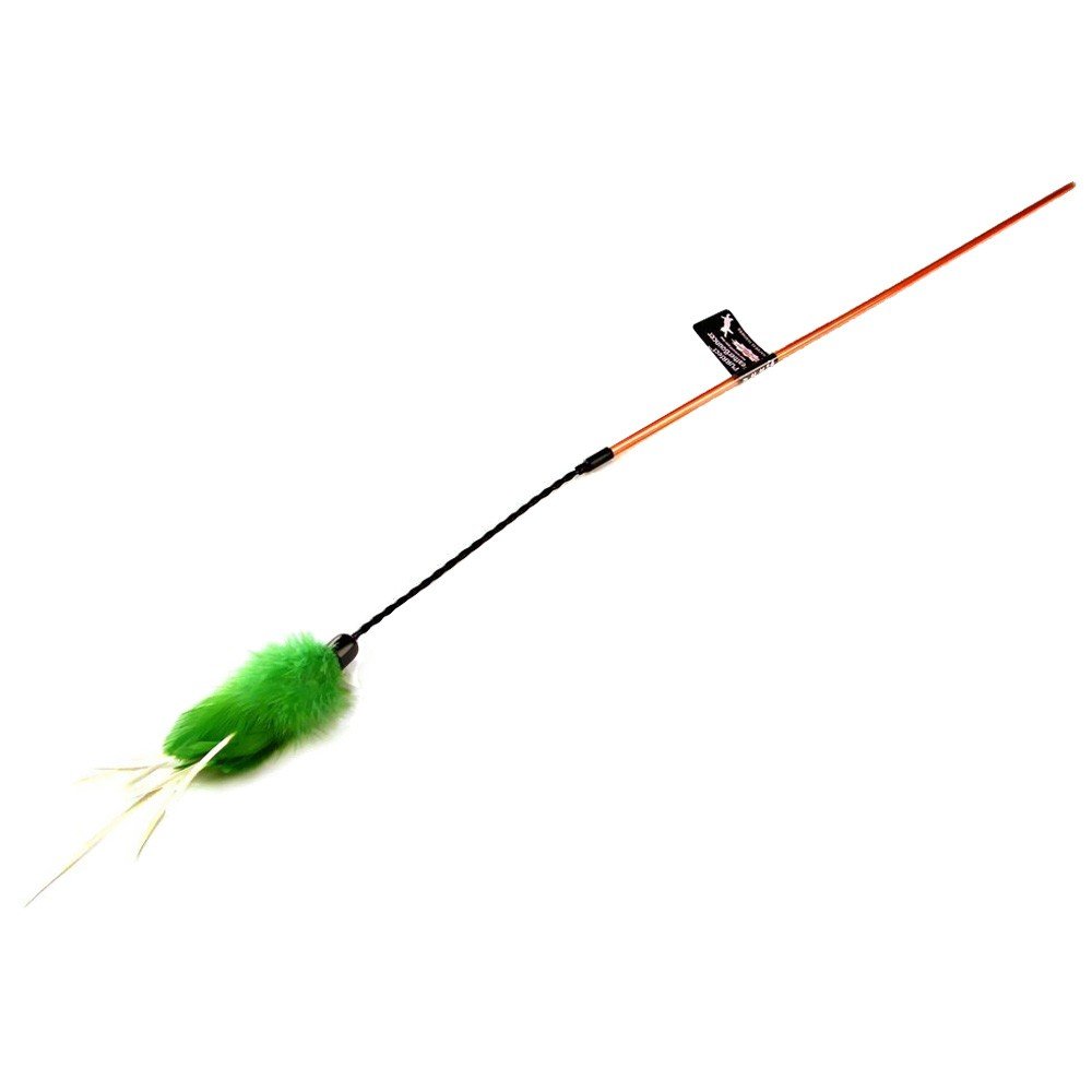 PURRfect Cat Toys Feather Bouncer Toy with Green Feathers - Interactive Cat Teaser Wand for Play & Exercise - Great for Indoor Cats, Kittens & Playtime Bonding