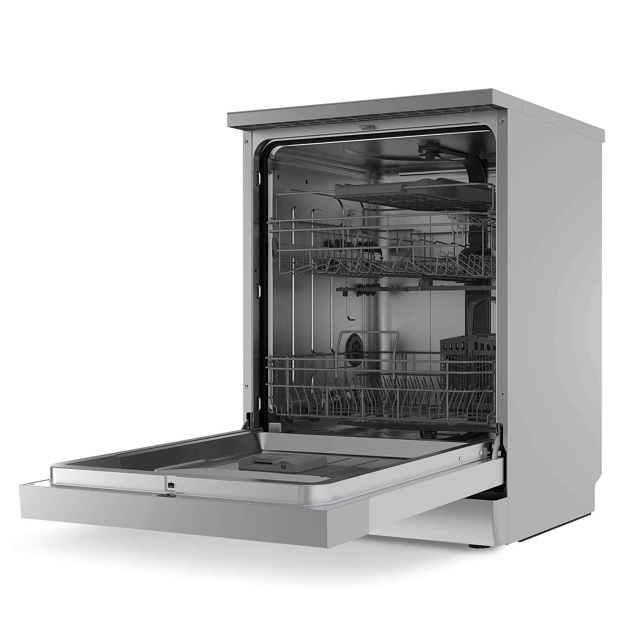 Baridi 60cm Freestanding Dishwasher - 14 Place Settings, 8 Wash Programs, LED Display, Energy Efficient, Silver (Model DH167) - Perfect for Small Kitchens, Apartments & Open-Plan Living Spaces