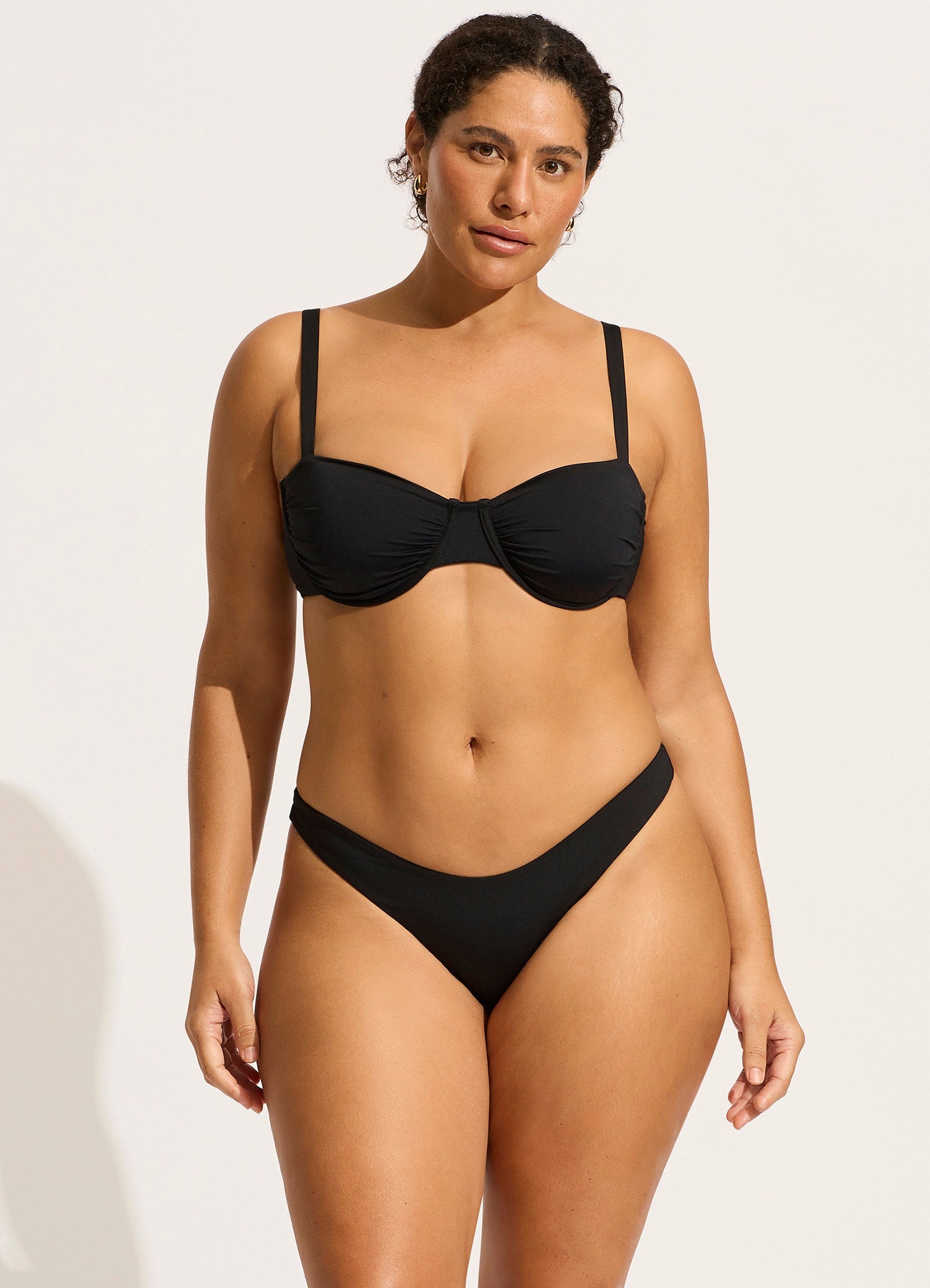 Seafolly Collective Ruched Underwire Bikini Top - Black | Women's Swimwear for Beach, Pool & Vacation | Supportive & Stylish Bikini Top