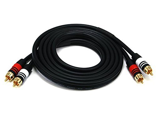 5-Pack Premium 2 RCA to 2 RCA Male/Male 22AWG Audio Cable - 50 Feet Black (CNE588452) - Perfect for Home Theater, Car Audio & DJ Equipment Connections