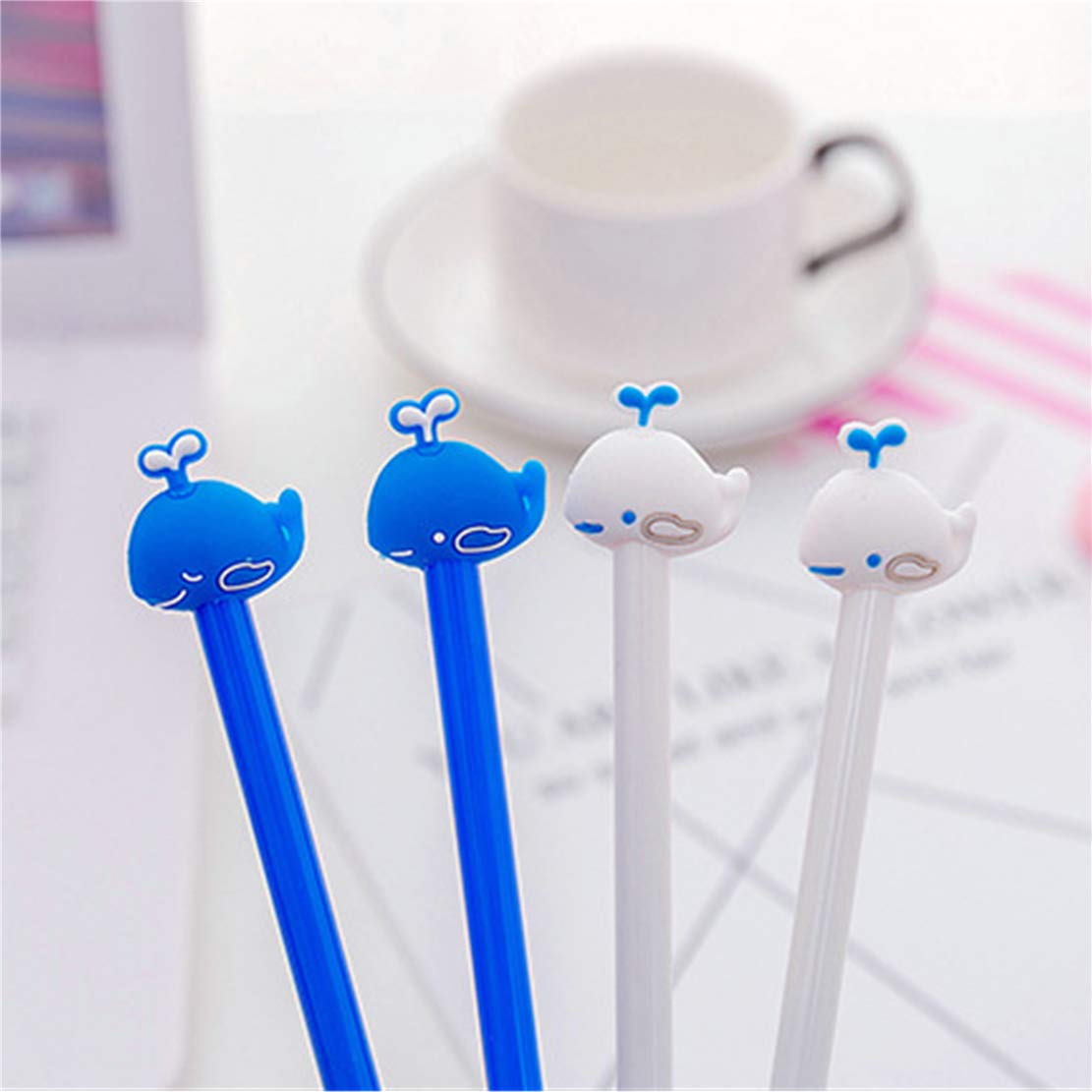 Colorful Kawaii Animal Fish Whale Gel Pens - 6PCS Cute Stationery for Office, School & Journaling - Smooth Writing Gel Ballpoint Pens for Note Taking, Doodling & Gift Giving