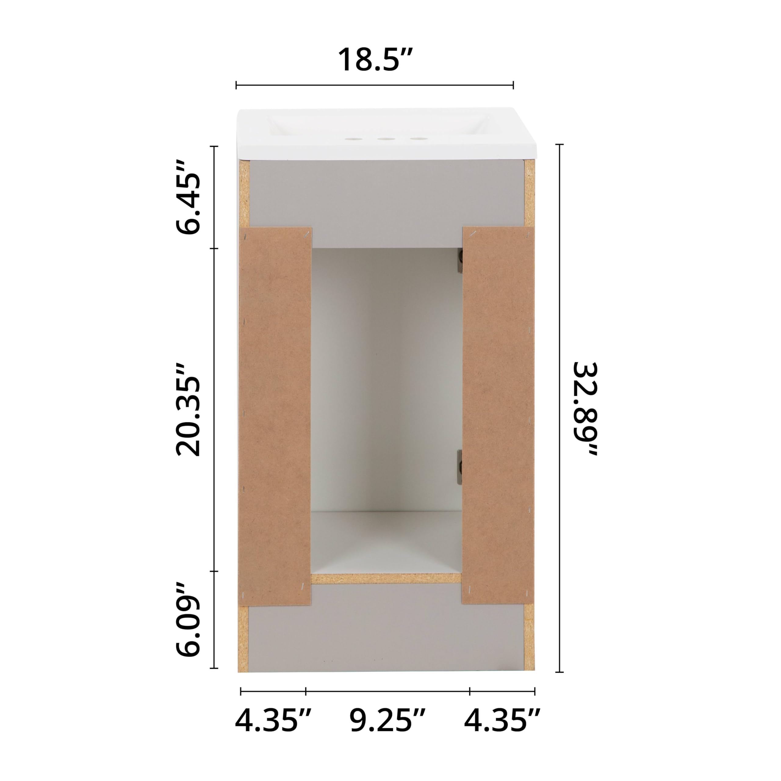 Spring Mill Cabinets Wyre 18 Inch Bathroom Vanity Set with White Ceramic Sink, 1-Door Storage Cabinet, Modern Gray Finish - Perfect for Small Bathrooms, Powder Rooms & Apartment Remodels (18.5