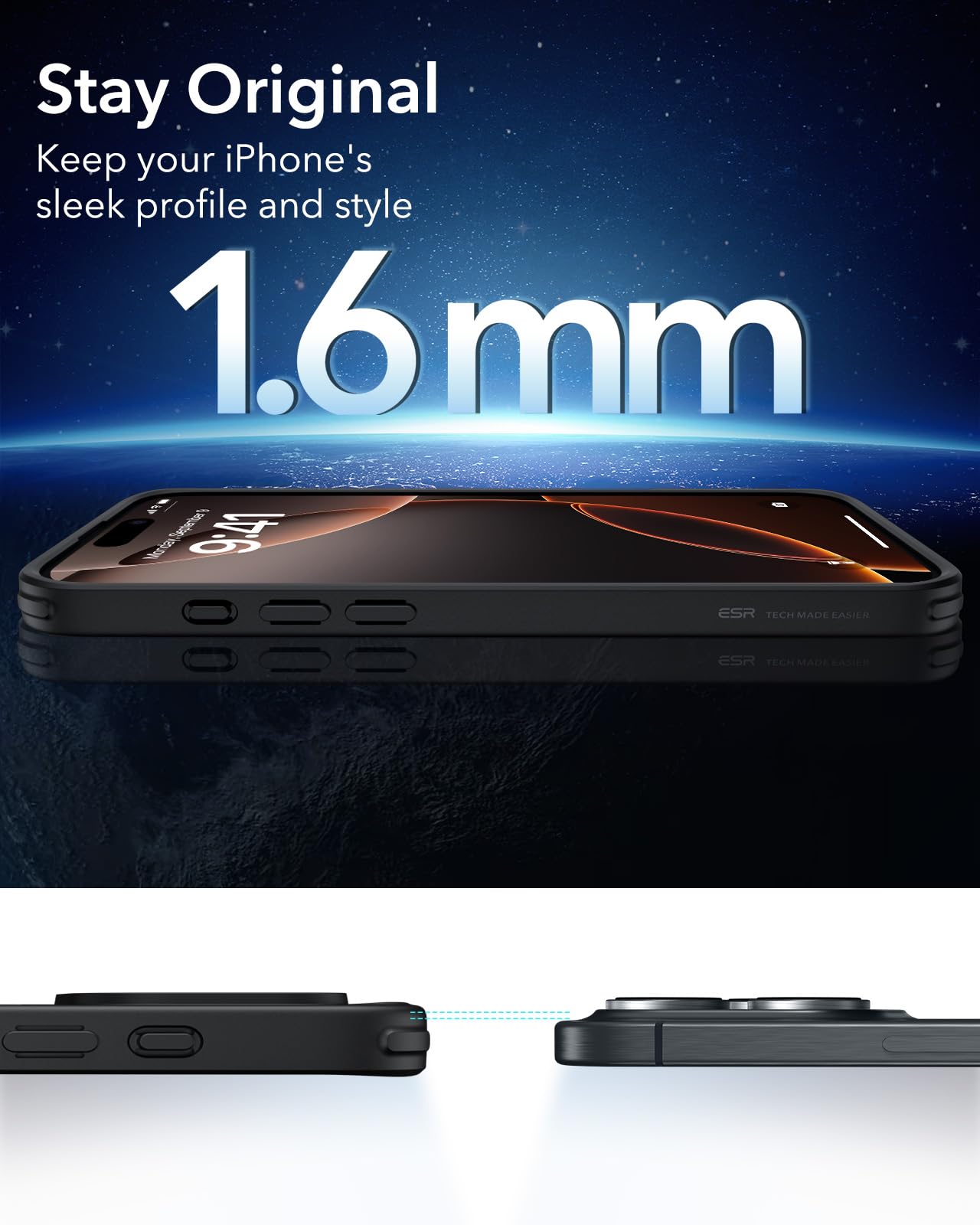 ESR for iPhone 16 Pro Case with MagSafe - Military-Grade Shockproof Protection, Magnetic Phone Cover for iPhone 16 Pro - Classic Hybrid HaloLock Clear Black Case | Perfect for Outdoor Adventures & Daily Protection