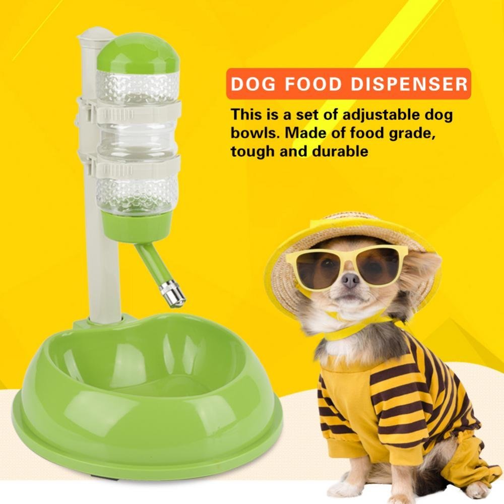 **Automatic Adjustable Dog Water Bottle Bowl - Portable Pet Water Dispenser for Dogs & Cats - Perfect for Travel, Hiking & Outdoor Adventures (Green)**