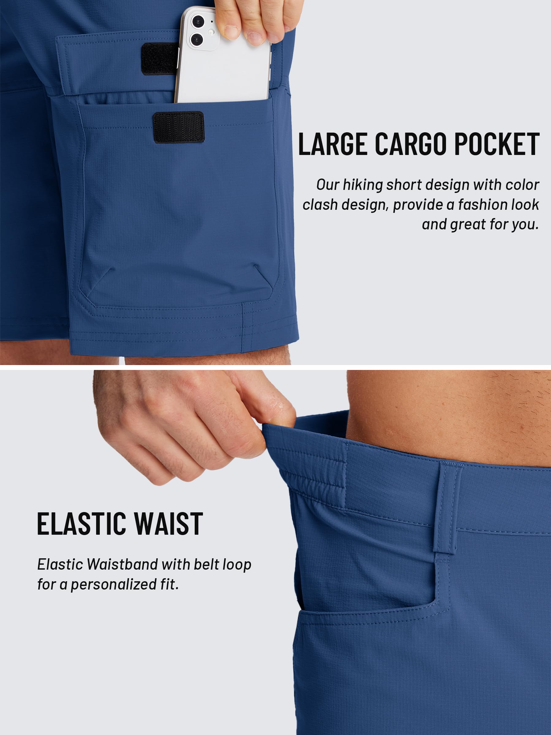 TACVASEN Men's Quick Dry Cargo Shorts - Lightweight Summer Outdoor Hiking & Work Shorts with Multiple Pockets (No Belt Included) - Perfect for Camping, Travel & Casual Wear