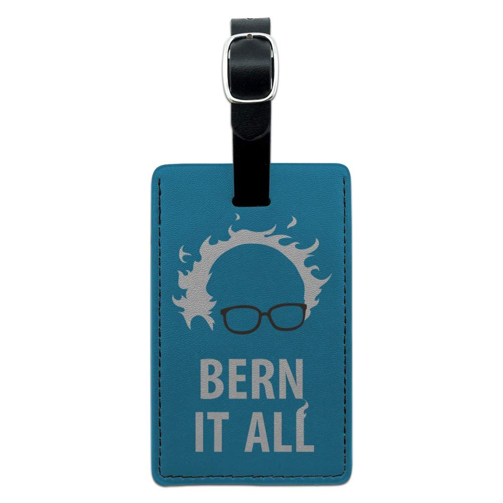 Bernie Sanders Democrat Rectangle Leather Luggage Tag - Personalized ID Card Holder for Travel Bags & Suitcases - Perfect for Political Supporters & Travel Enthusiasts