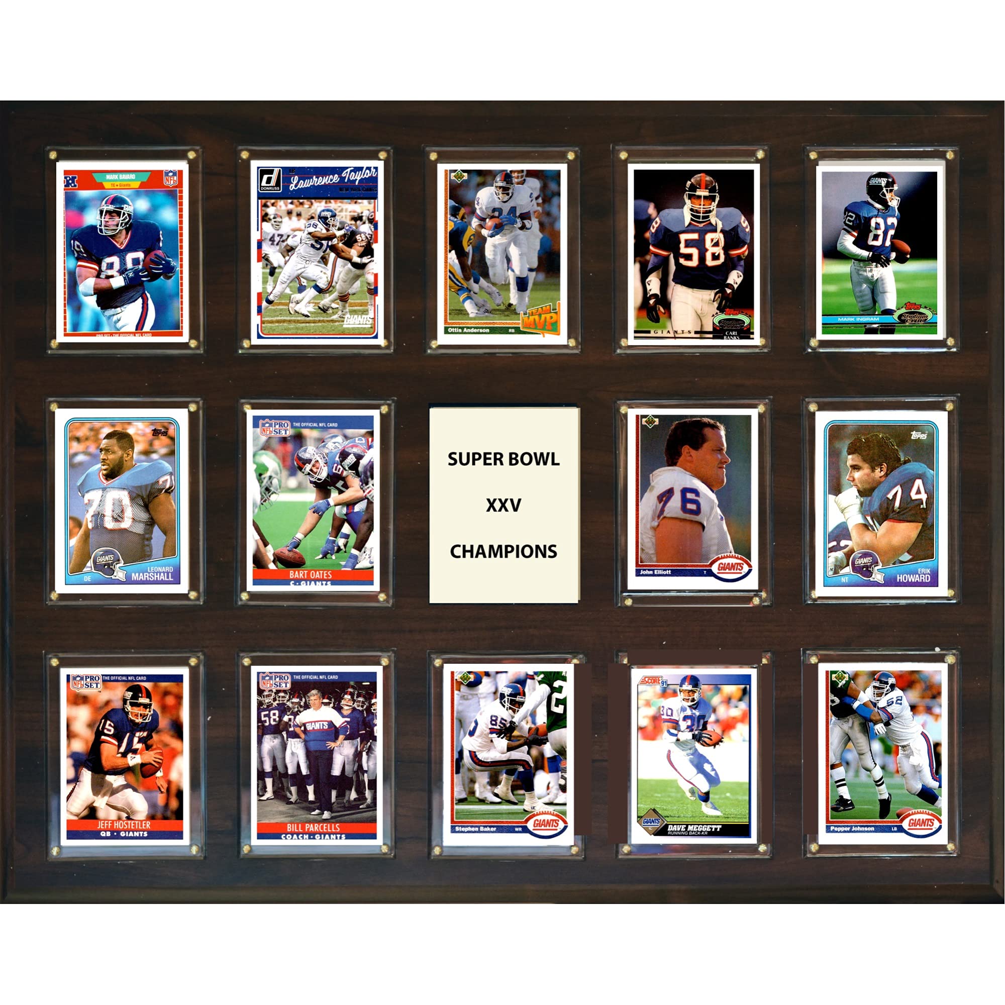 New York Giants Super Bowl 25 Commemorative 16x20 Inch NFL Plaque with 14 Trading Cards - Perfect for Sports Memorabilia Collectors and Man Cave Decor