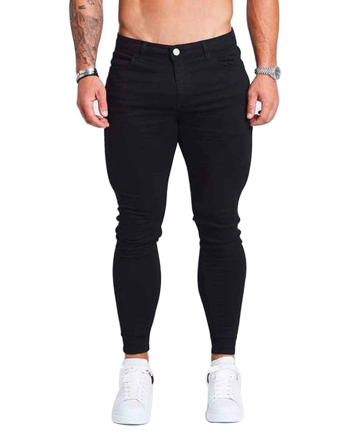 HUNGSON Men's Ripped Skinny Jeans - Stretch Slim Fit Denim Pants for Men | Comfortable & Trendy for Casual Wear, Night Out, and Street Style
