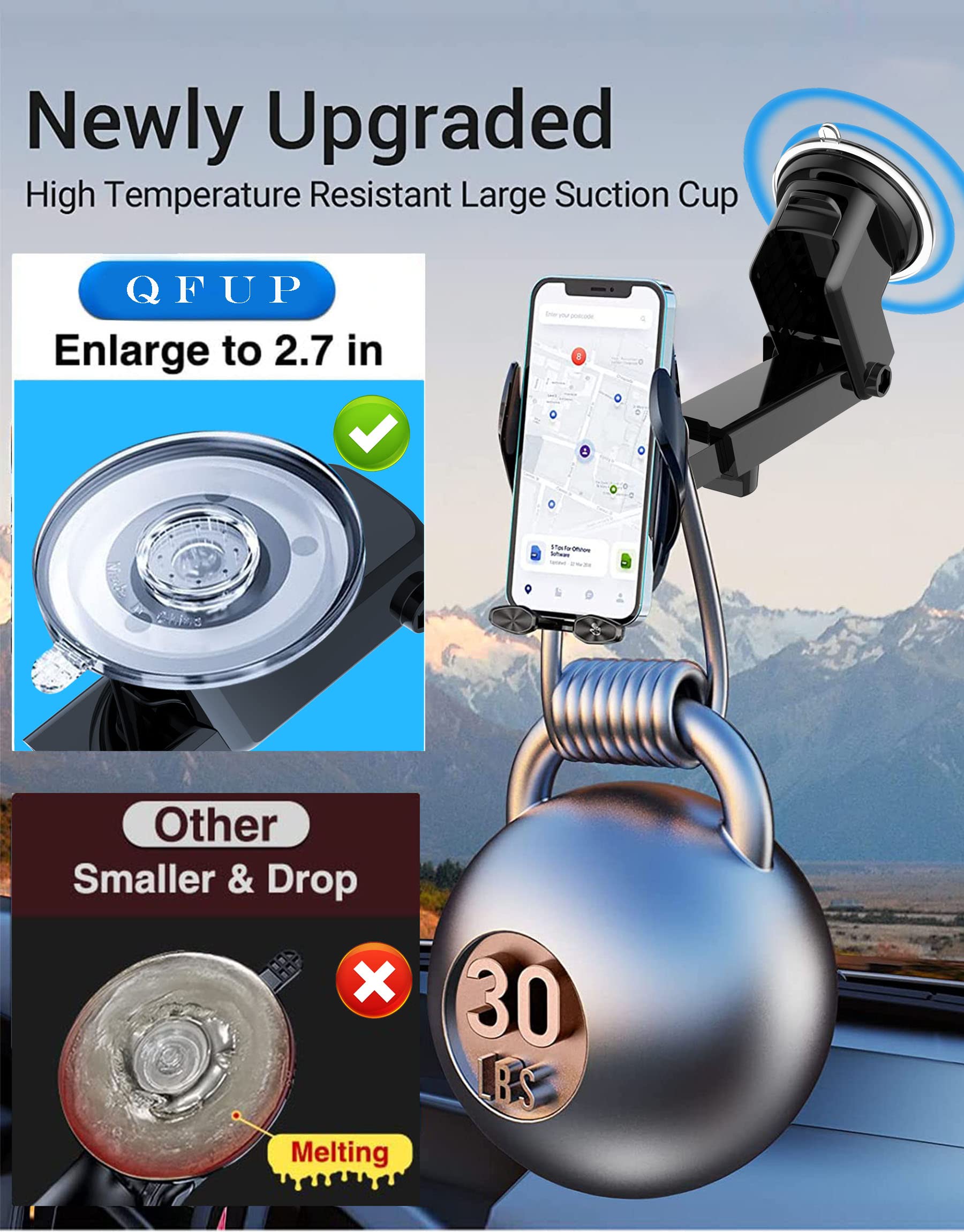 Fast Charging 15W Wireless Car Phone Holder - Auto Clamping Qi-Certified Charger Mount for iPhone 15/14/13/12 & Samsung Galaxy S23/S22 (All Qi-Enabled Phones) | Perfect for Road Trips & Commuting