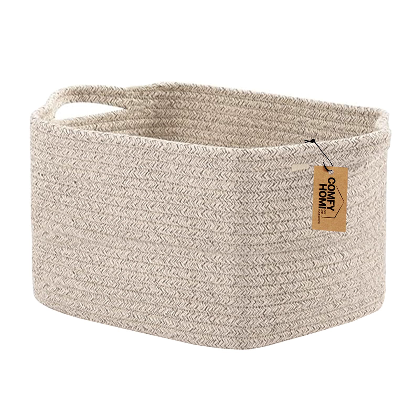 COMFY-HOMI Woven Storage Baskets - Cotton Rope Organizer Bin for Shelves, Toys, Towels & Home Organization - All Brown | Perfect for Nursery, Bathroom & Living Room Storage Solutions