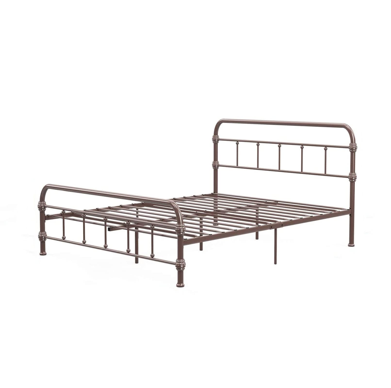 Sturdy HGPZ Reinforced Metal Full Size Bed Frame - Vintage Iron-Art Platform Bed with Headboard & Footboard, Antique Bronze Brown Finish | Perfect for Kids, Teens & Guest Rooms (Bedroom Furniture, Home Decor)