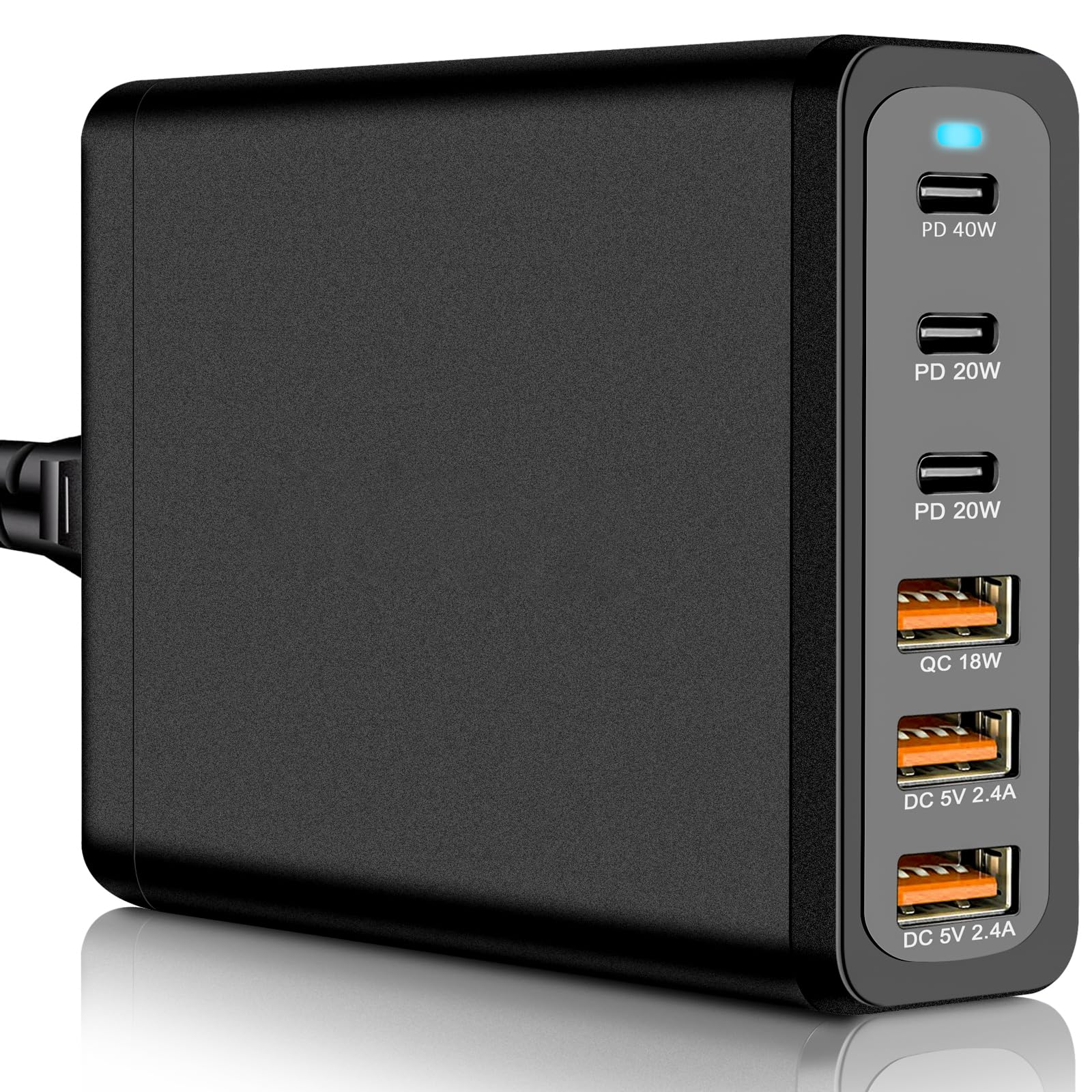 120W GaN USB C Fast Charger - 6 Port Compact Charging Station with 3 USB C & 3 QC USB A Ports for iPhone 14/13/12/11 Pro Max, iPad, Galaxy, Pixel - Portable Wall Charger Adapter for Home, Office & Travel