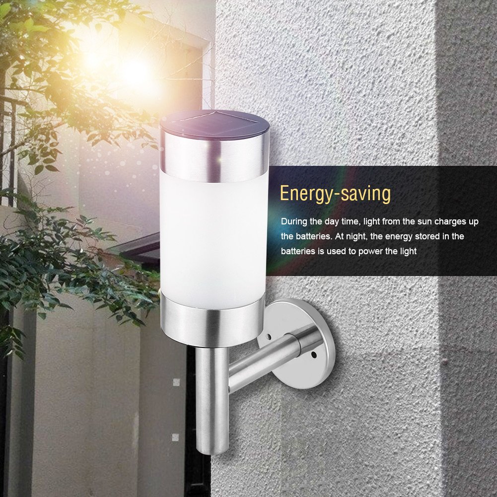 Mumusuki 2 Pack Solar Powered LED Outdoor Wall Lights - Stainless Steel Waterproof Garden Lights for Yard, Fence, Pathway, and Landscape Decoration | Motion Sensor, Dusk to Dawn Lighting for Home & Patio