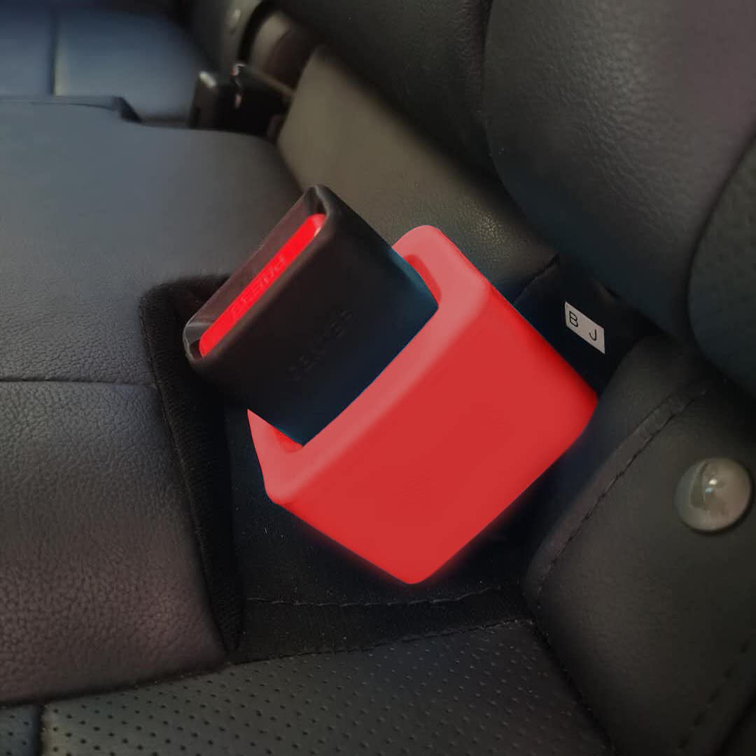 2-Pack BPA-Free Car Seat Belt Buckle Holder - Durable Silicone Seatbelt Buckle Guard for Easy Access | Keep Seat Belt Receiver Upright | Perfect for Kids, Elderly & Disabled Passengers (Red)