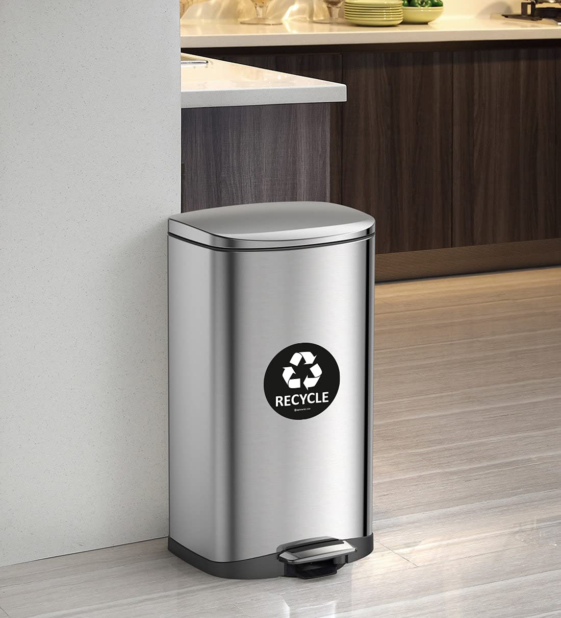 IGNIXIA 4-Pack Self-Adhesive Recycle & Trash Sign Decals - 4
