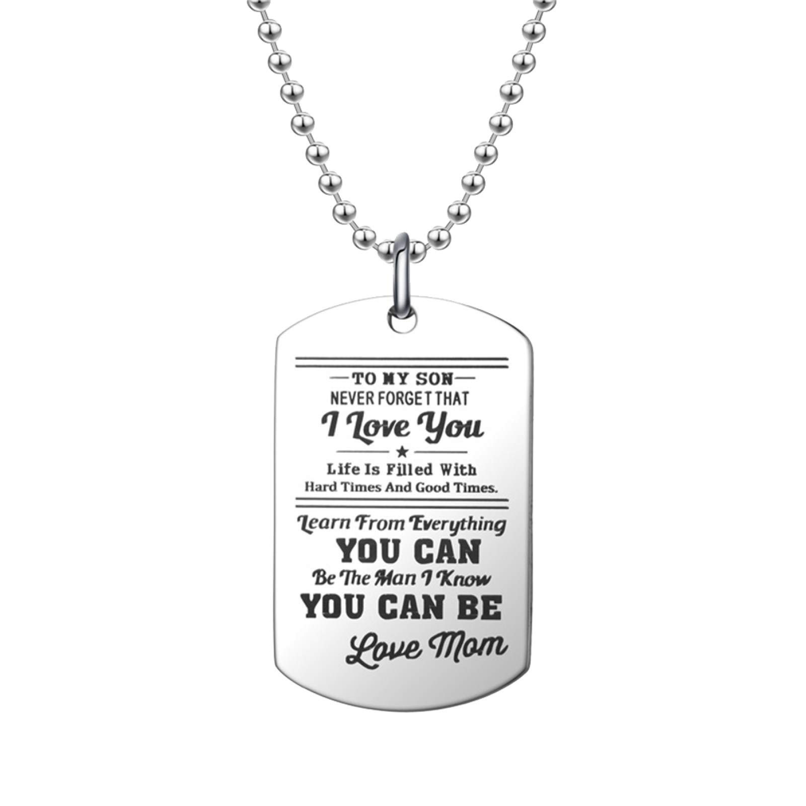 Stylish ShiYsRL Dog Tag Pendant Necklace for Women & Men - Custom Engraved Letter Jewelry with Chain & Key Ring - Perfect Gift for Mom, Wife, Girlfriend (Birthday, Anniversary, Valentine's Day) - Great for Everyday Wear, Date Nights & Special Occasions