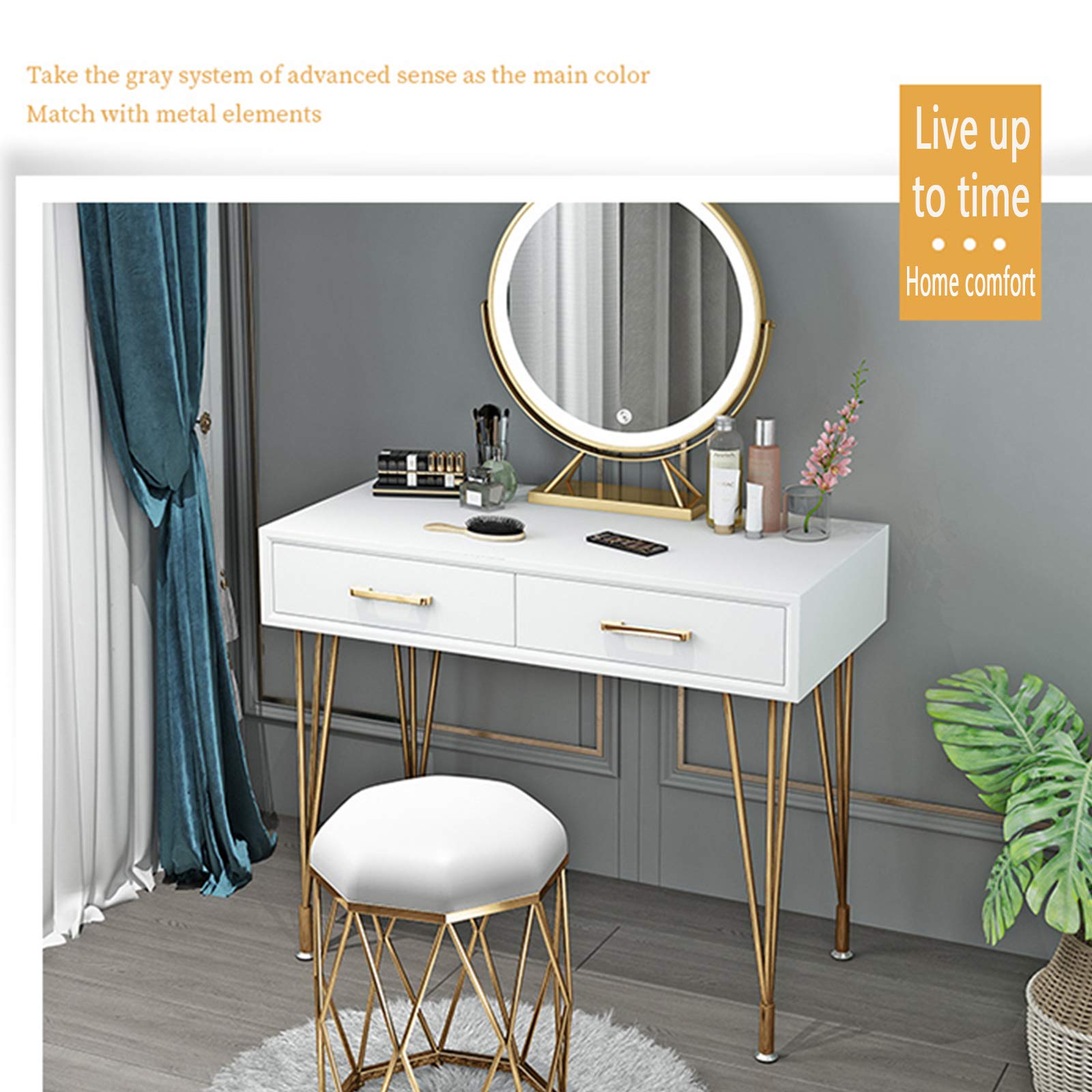 Modern Octagonal Stool with Comfortable Fabric & Sturdy Iron Frame - 100kg Weight Capacity - Perfect for Bathroom, Bedroom, Living Room & Dressing Area
