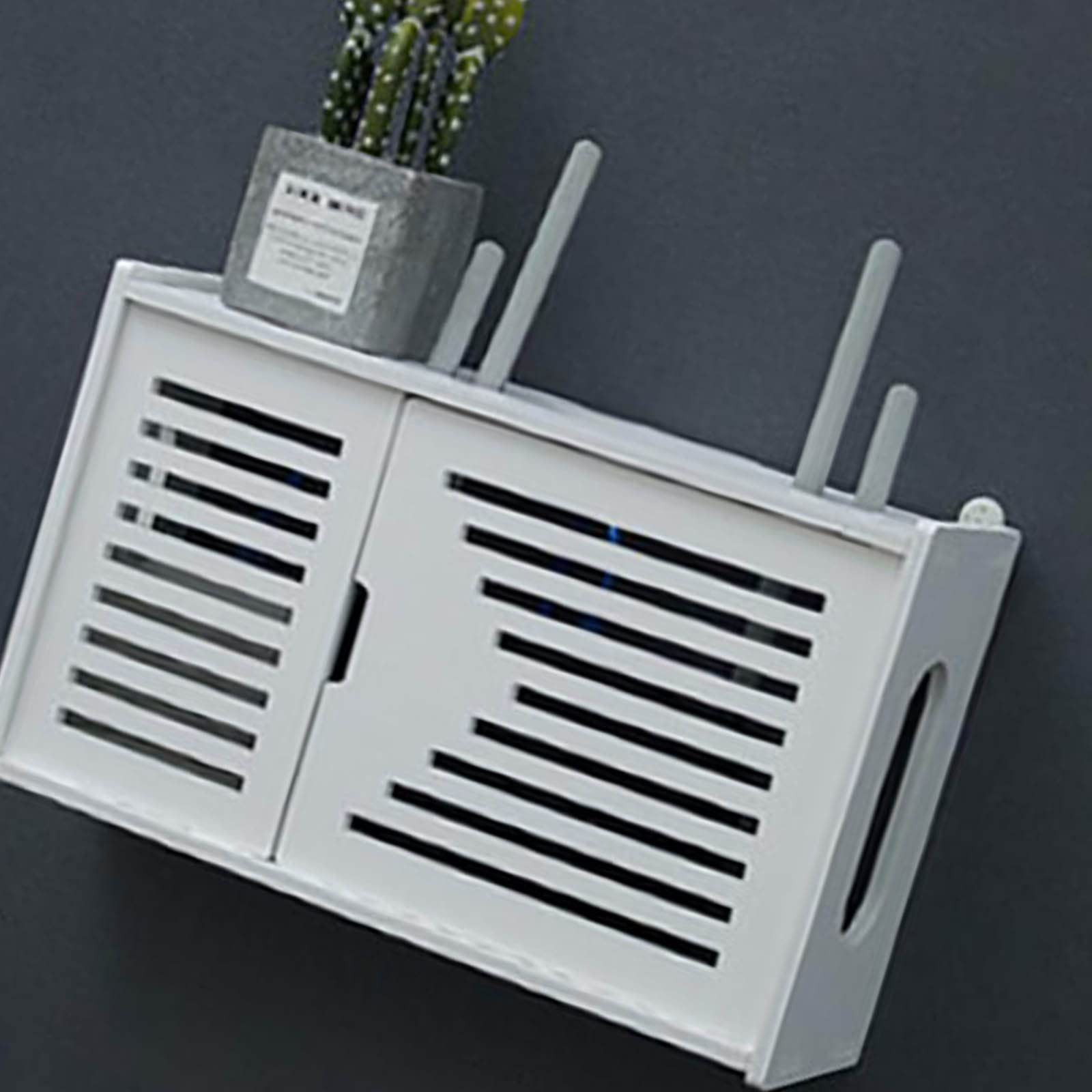 Wireless Router Wall Mount Shelf - Wooden Storage Box with Cable Management Holes for WiFi Modem, Internet Hub - Perfect for Home Office, Living Room, or Bedroom Network Setup