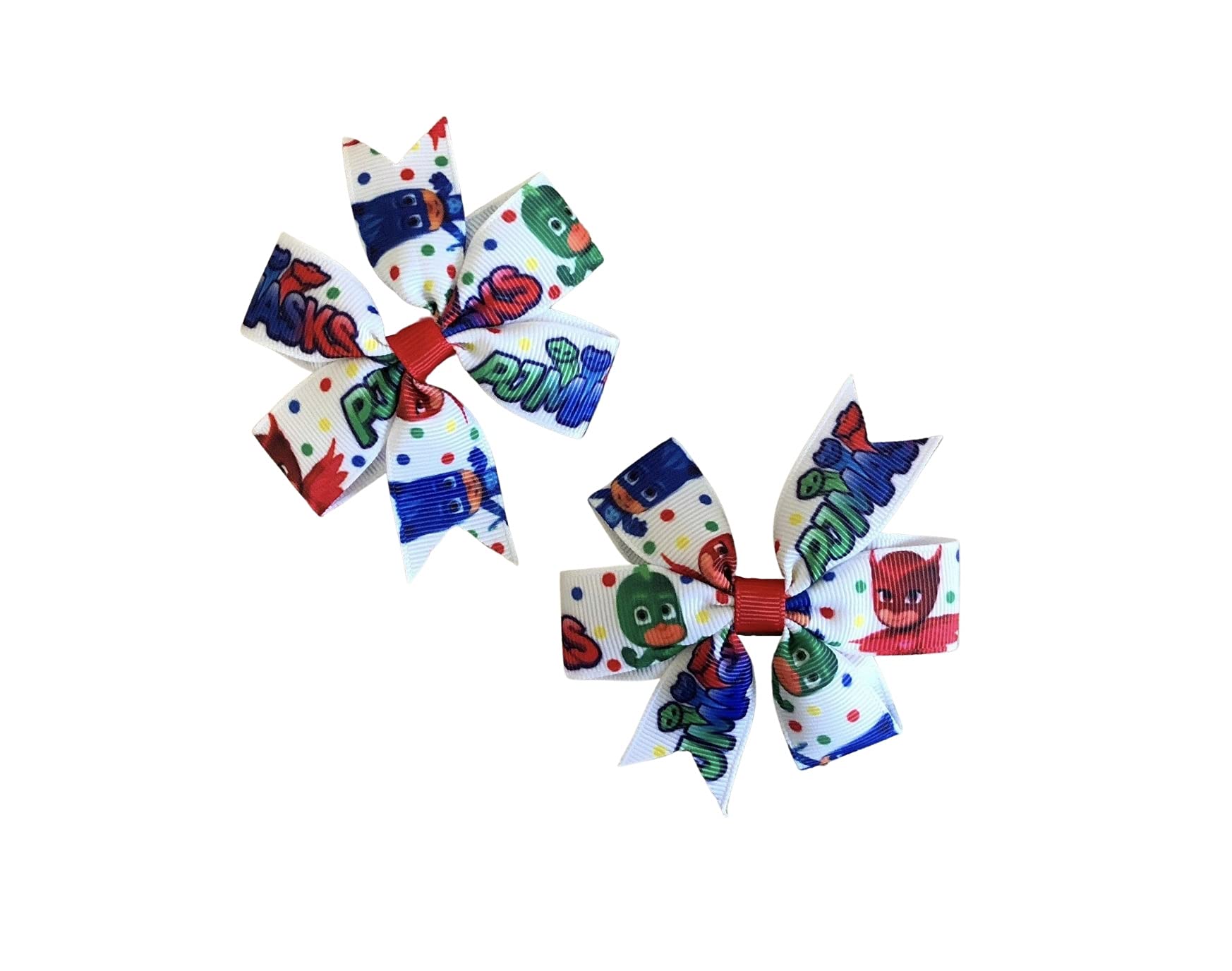 Super Hero Cartoon Inspired Hair Bows (2-Pack) - Kids Hair Accessories for Dress Up & Cosplay - Perfect for Birthday Parties, Halloween Costumes & Superhero Themed Events