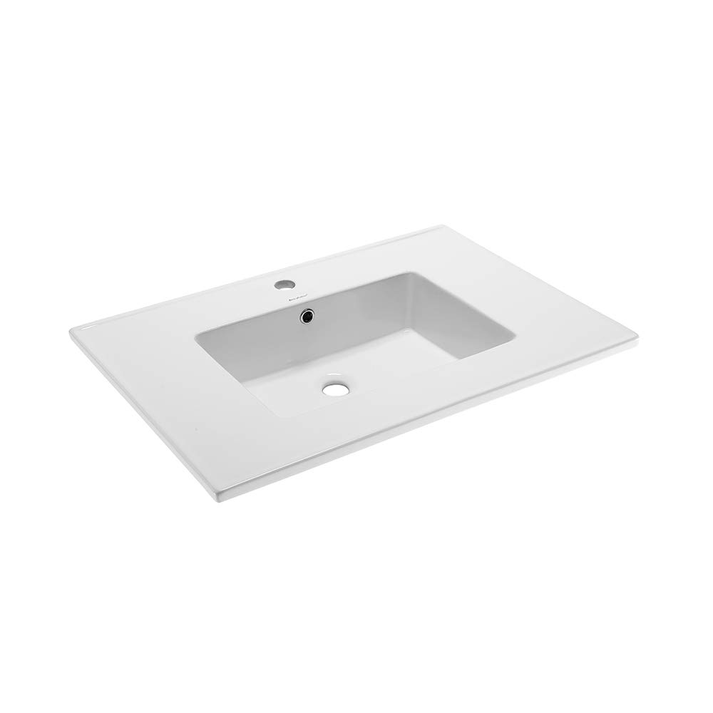 Swiss Madison SM-VT328 Voltaire Glossy White Vanity Top Sink - Modern Bathroom Sink for Powder Room, Guest Bath & Master Suite