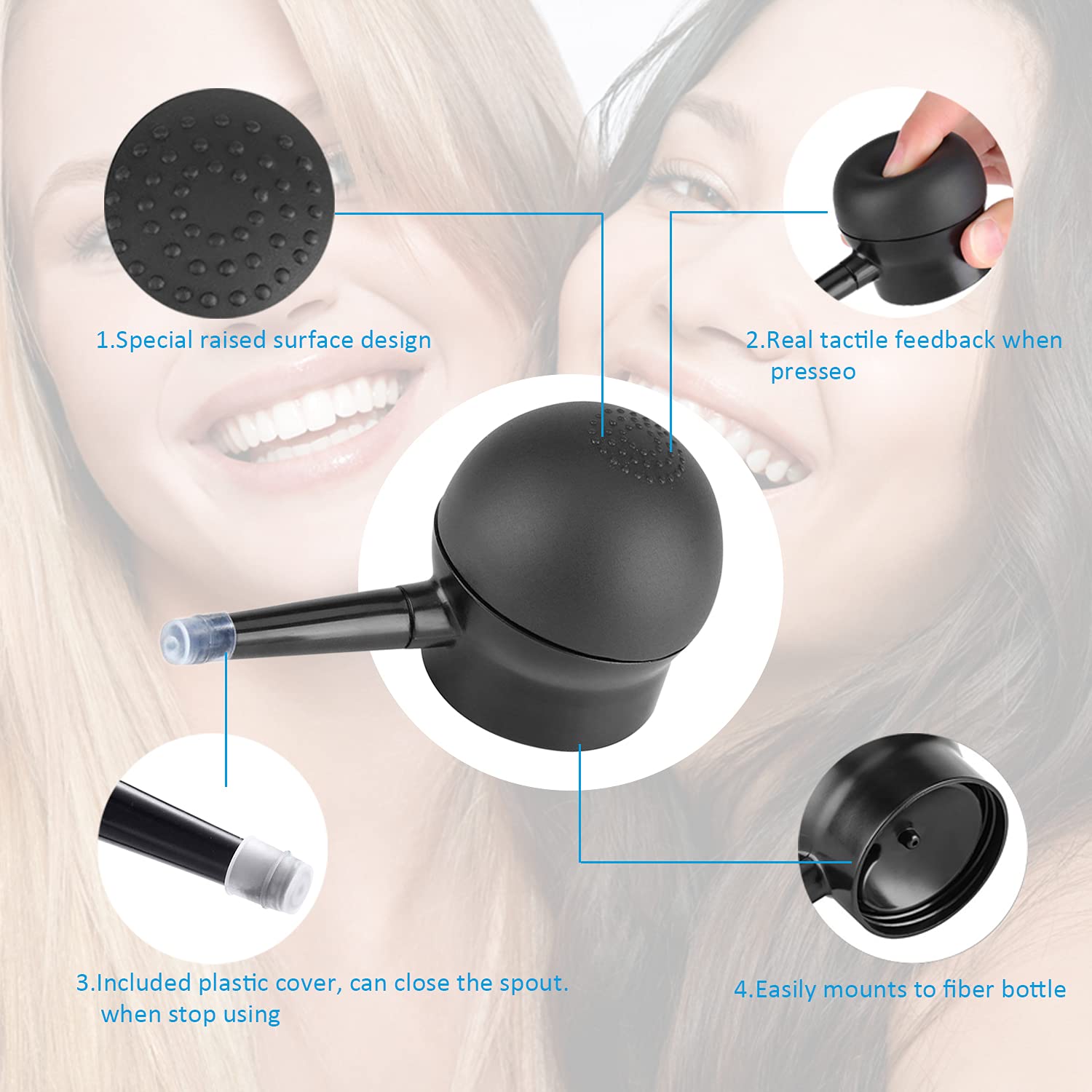 ALIVER Hair Building Fibers Spray Pump Applicator - Instant Hair Thickening Spray Nozzle for 0.97oz Bottles | Perfect for Thinning Hair & Bald Spot Coverage | Home & Travel Use