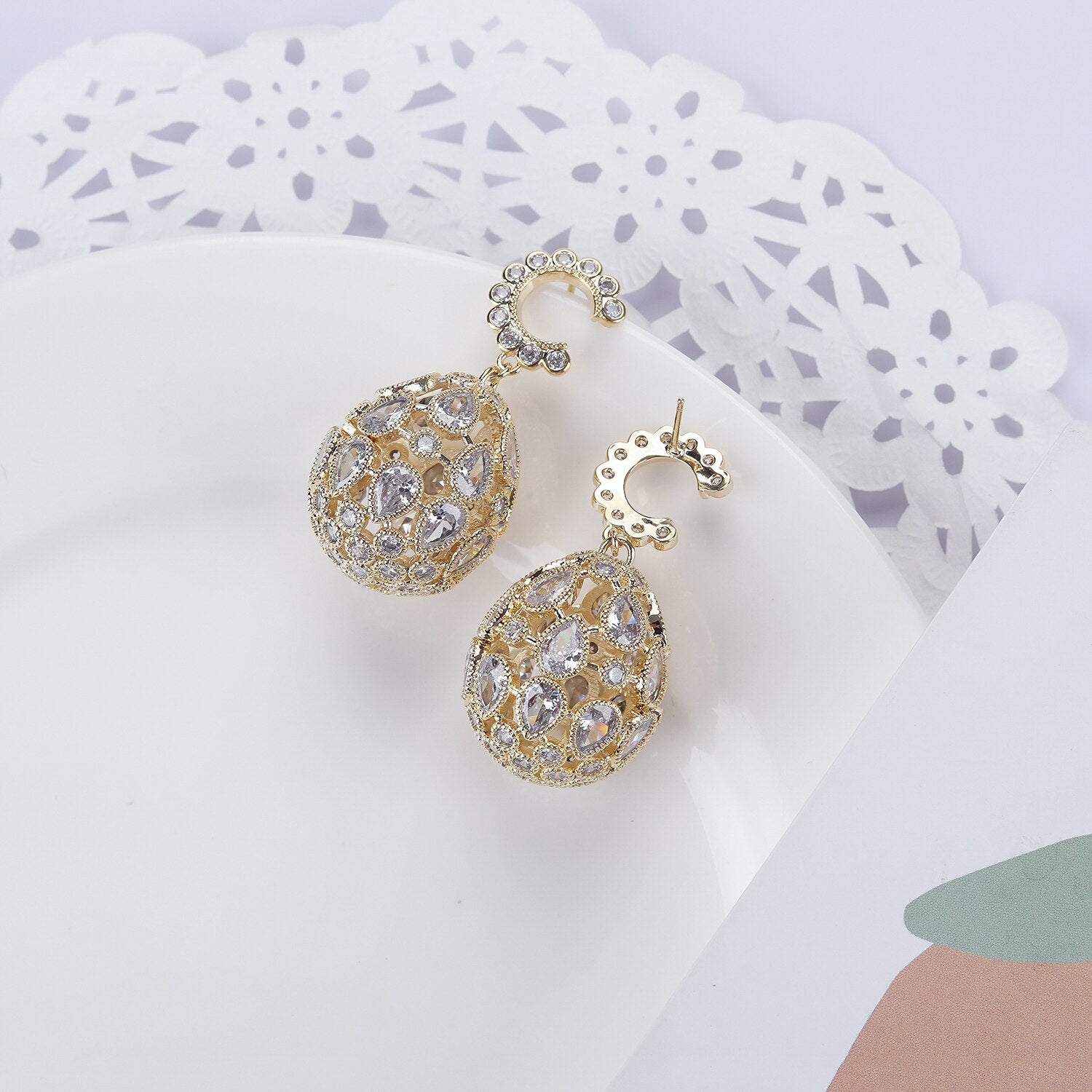 Stylish Cubic Zirconia CZ Ball Stud Earrings for Women - Sparkling Crystal Jewelry for Birthday, Party & Daily Wear - Trendy Gift Idea CE11368