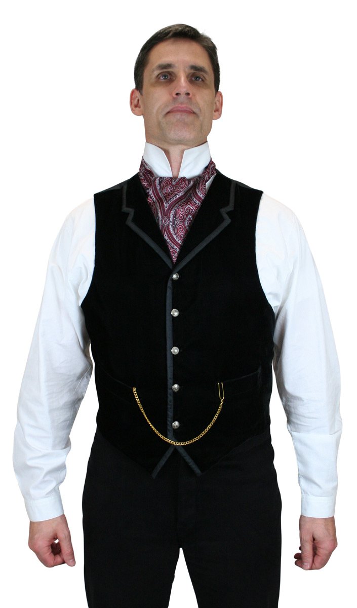 Men's Velvet Formal Suit Vest - Victorian Edwardian Tuxedo Dress Waistcoat for Weddings & Historical Reenactments