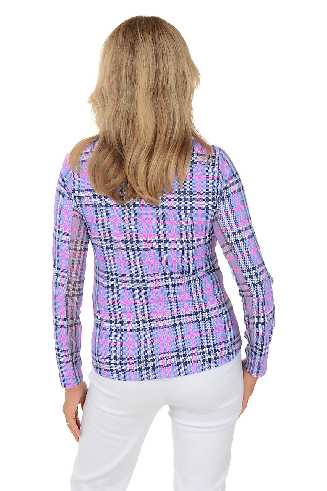 Lavender Judith Plaid UPF50+ Sun Protection Shirt for Women - Lightweight Long Sleeve UV Shirt for Outdoor Activities, Hiking, Beach & Summer Wear