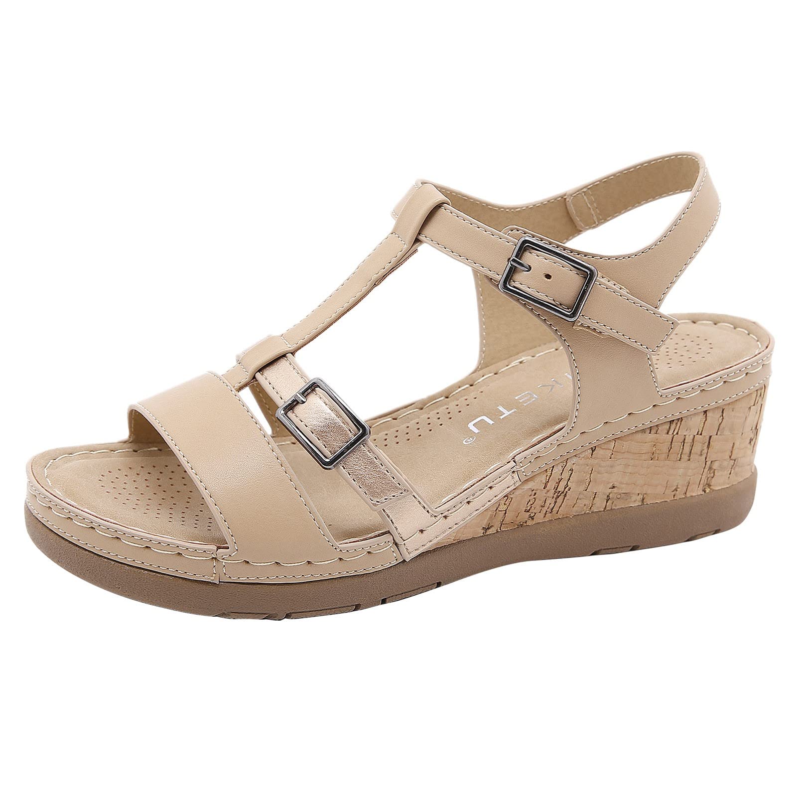 Women's Fashion Roman Round Toe Platform Wedge Sandals with Buckle - Stylish & Comfortable Summer Shoes for Beach, Walking, and Casual Outfits