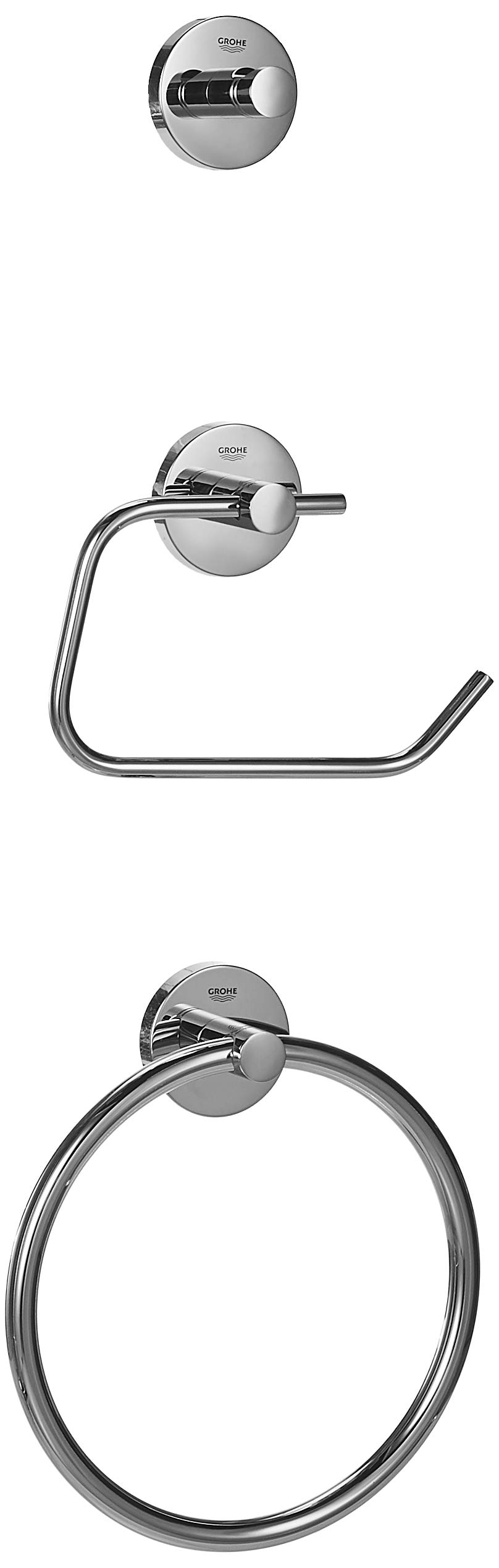 Growe 40823001 Essentials Metal 27.17-inch 4-in-1 Master Bathroom Accessories Set in Starlight Chrome - Complete Shower & Bathroom Organization Solution for Modern Homes