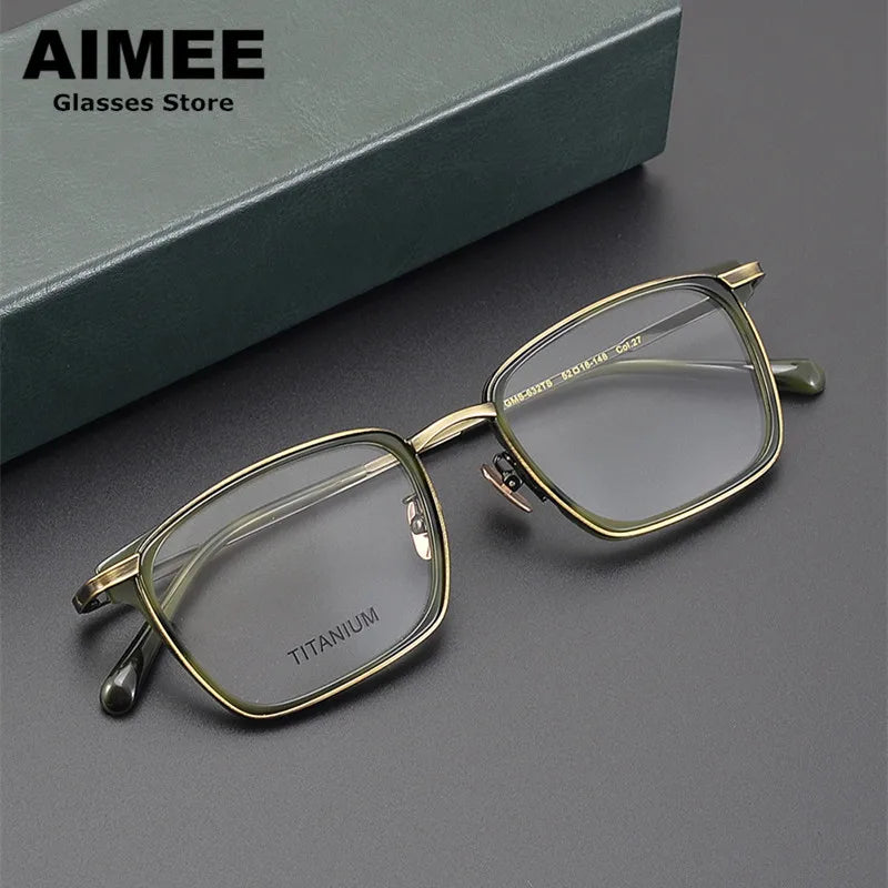 Aimee Unisex Full Rim Square Acetate Titanium Eyeglasses 6322 - Lightweight & Durable Frame for Work, Reading & Fashion