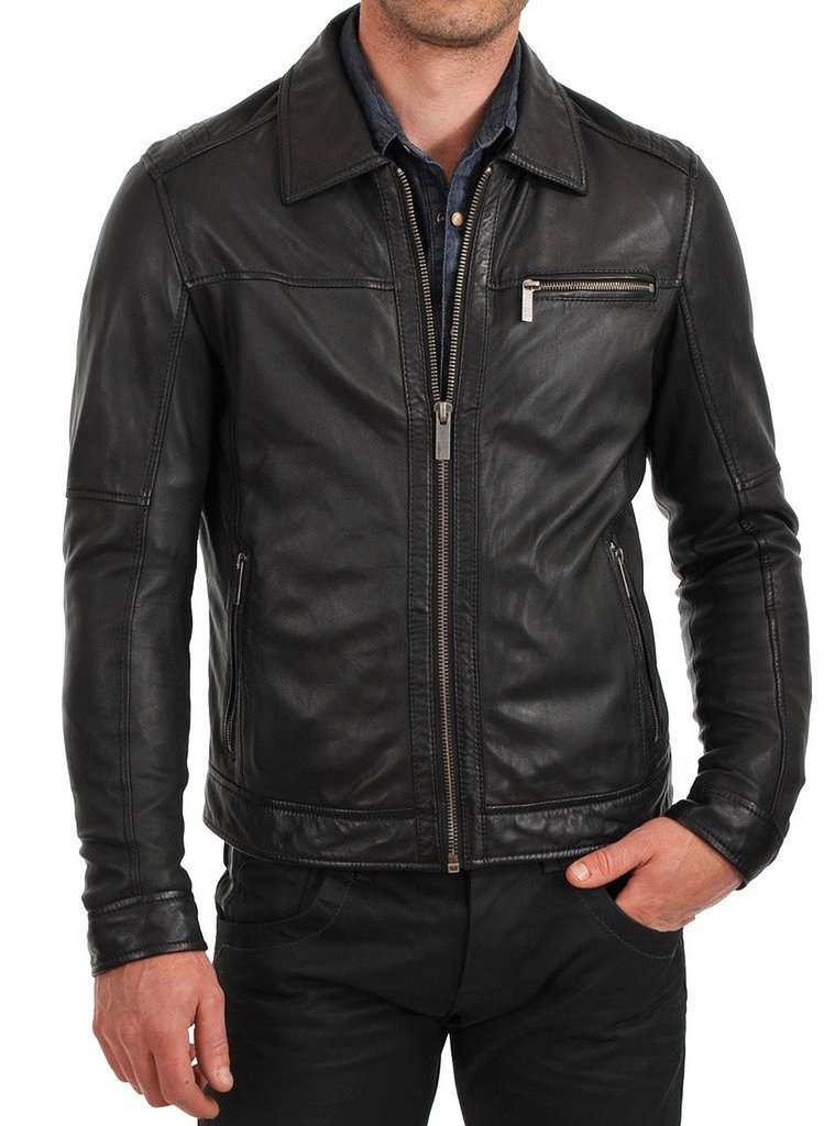 Genuine Cow Leather Jacket for Men - Premium Cow-Hide Biker Jacket C496 - Perfect for Motorcycle Riding, Casual Outfits & Winter Fashion