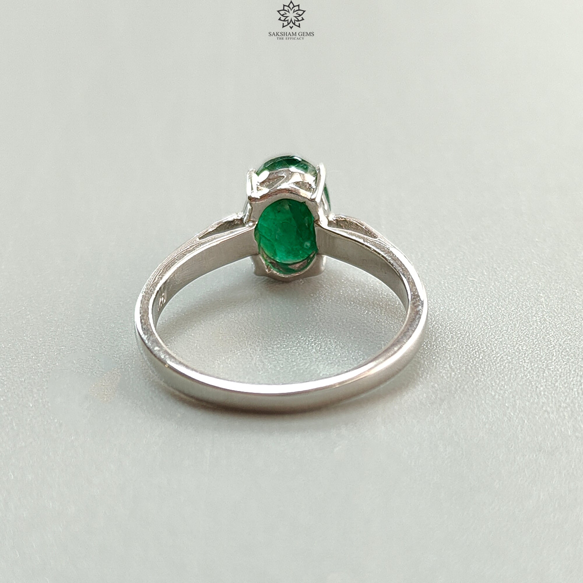 Natural Untreated Emerald Oval Faceted Cut 925 Sterling Silver Ring – 2.57gms Prong Set Jewelry for Women, Size 7.5 US | Elegant Gift for Anniversary, Birthday & Special Occasions