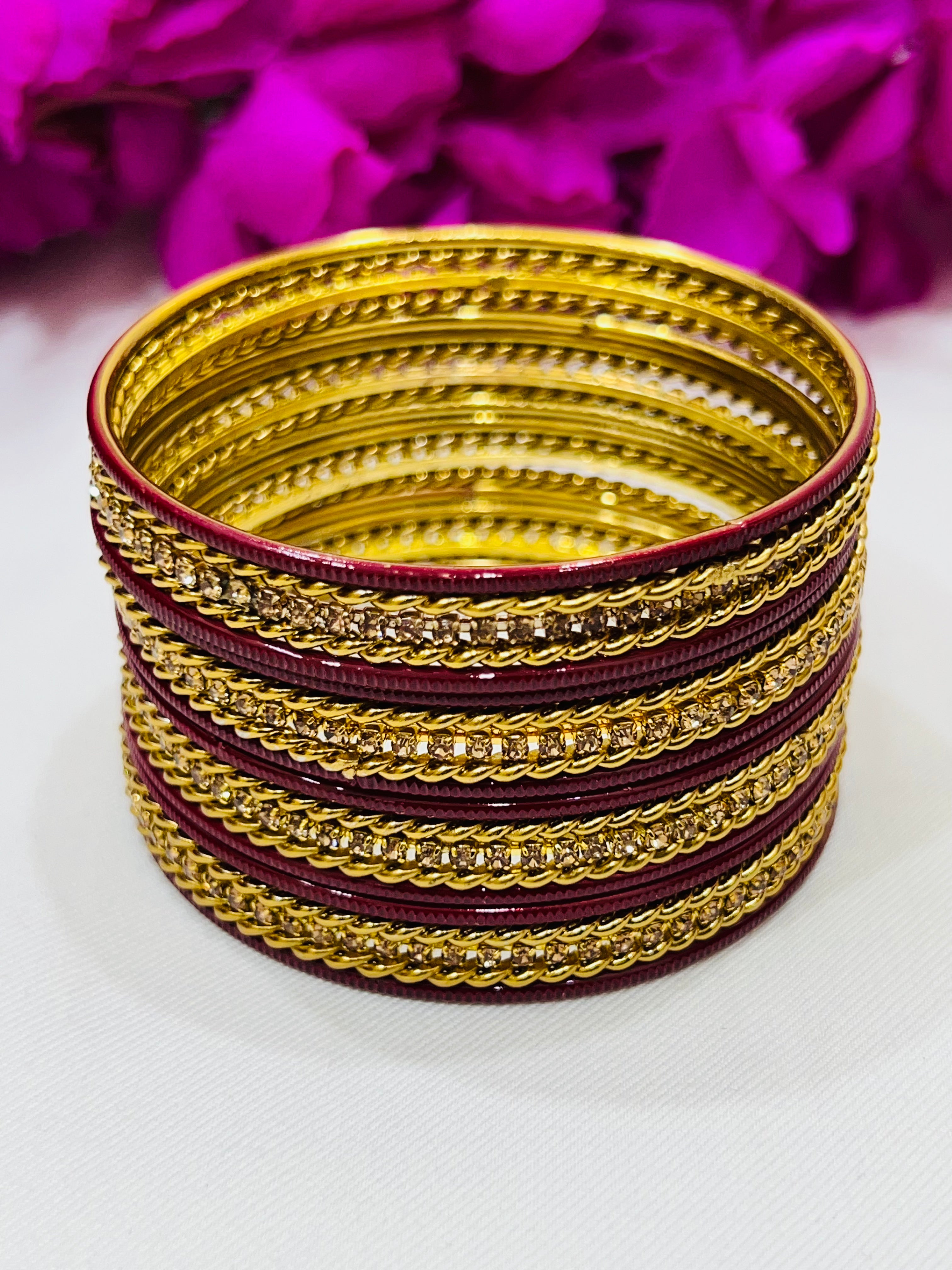 Elegant Maroon Metal Bangles for Women - Smooth Finish Fashion Jewelry - Perfect for Parties, Weddings & Everyday Wear