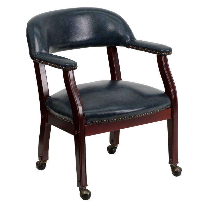 Premium FLASH Vinyl Conference Chair with Accent Nailhead Trim & Smooth-Rolling Casters - Ergonomic Office Chair for Executive Meetings, Home Office & Professional Workspaces