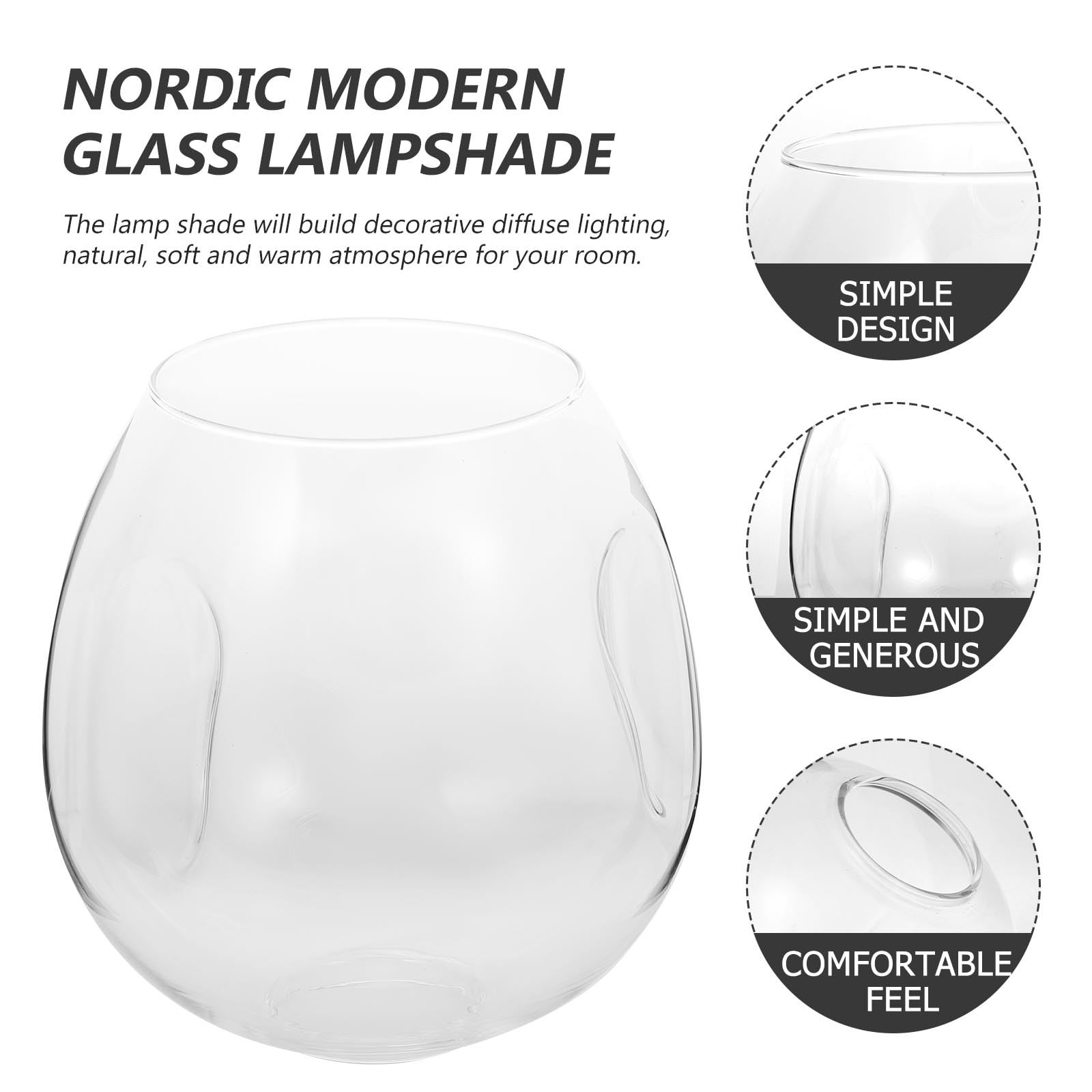 Clear Glass Lamp Shade Replacement - 5.9in High x 5.1in Diameter Round Pendant Light Fixture Cover for Chandelier, Floor & Table Lamps - Perfect for Dining Room, Living Room, Bedroom & Office Lighting Decor