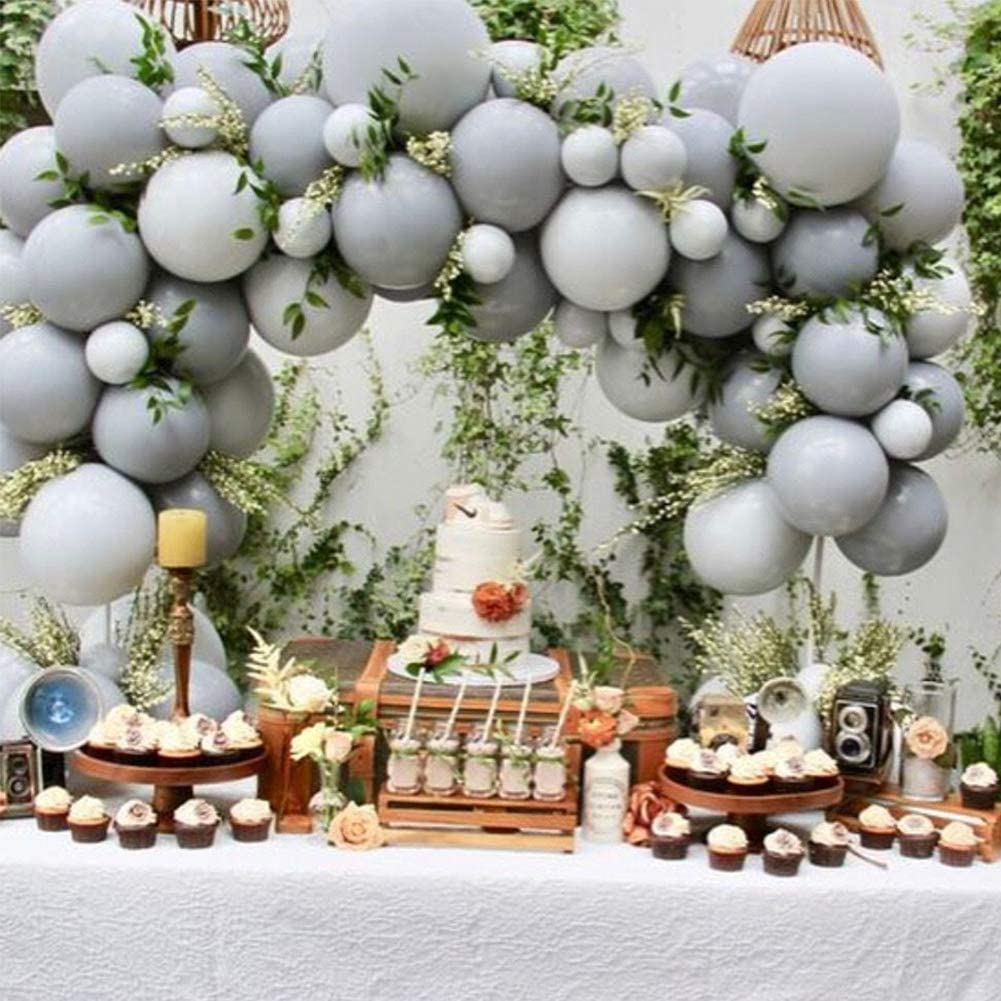 60 Pack Gray Balloons Set - 12 Inch Dark Gray, 10 Inch Pastel & Light Gray Latex Balloons for Party Decorations, Baby Showers, Birthdays, Weddings & Graduation Celebrations