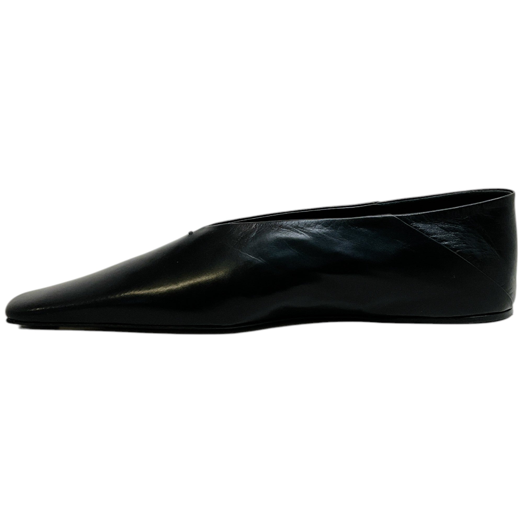 Jil Sander Women's Black Leather Tripon Ballet Flats - Comfortable & Stylish Pointed Toe Shoes for Work, Office & Casual Wear