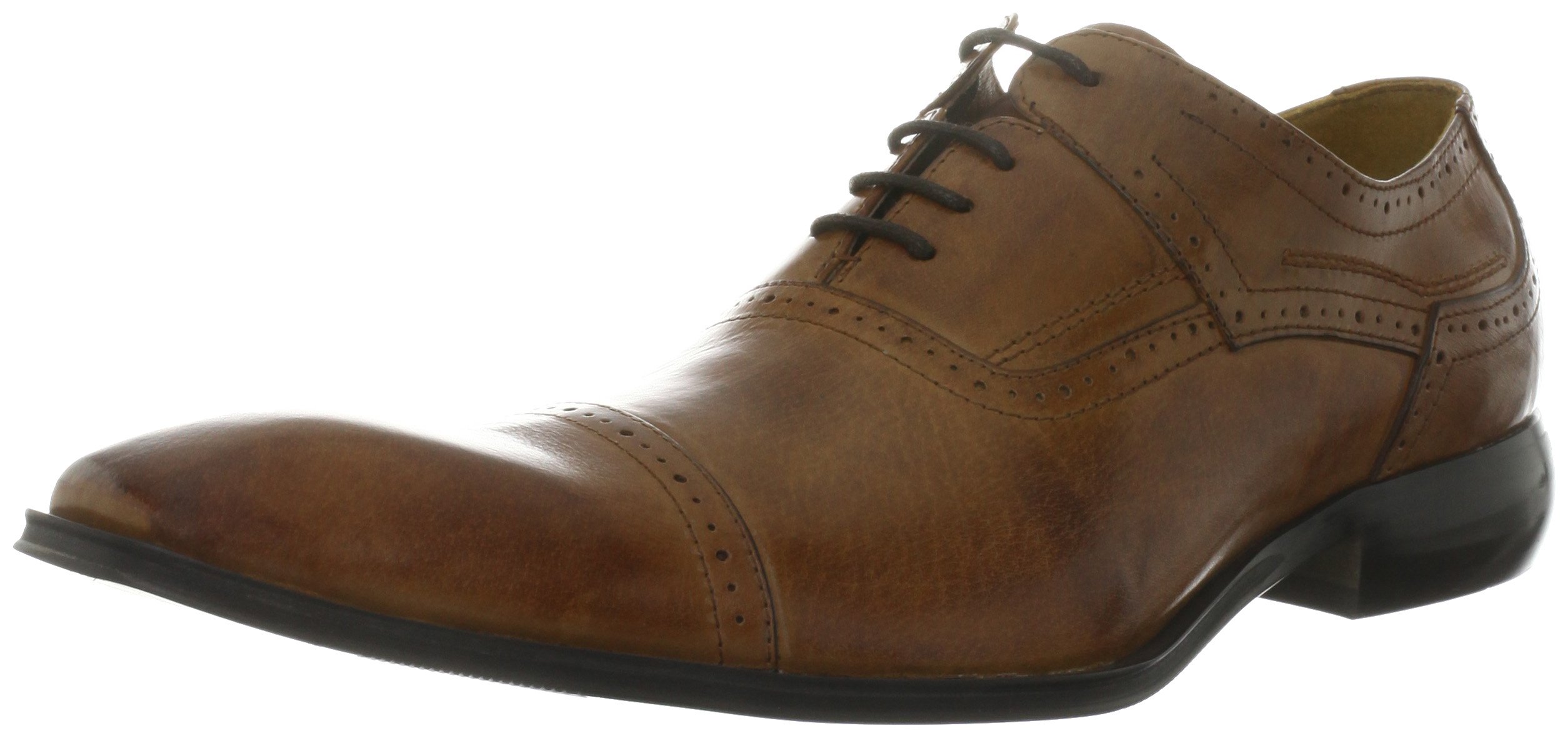 Lucius Leather Men's Oxford Medallion Straight Tip Dress Shoes - Lace-Up Low-Top Formal Shoes for Business & Wedding (Black/Brown) - Perfect for Office, Interviews & Special Occasions