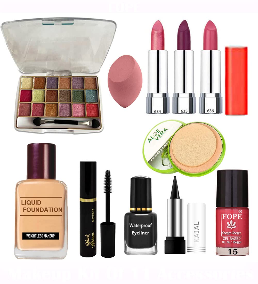 Fope Complete Travel Makeup Kit for Women & Girls - Portable Cosmetic Set with Mirror & Brushes (S19K04A2047) | Perfect for Vacations, Business Trips & On-the-Go Touch Ups